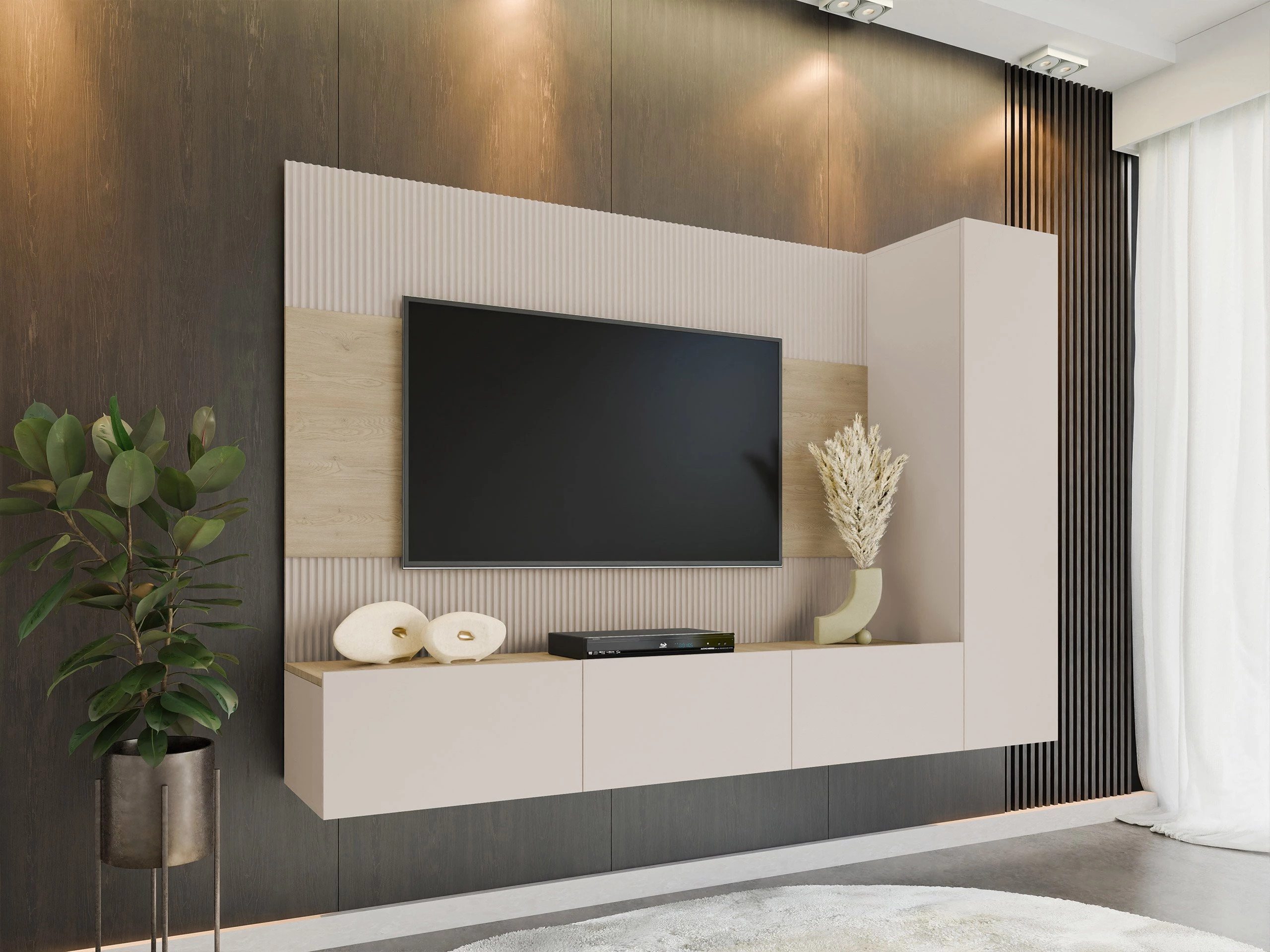 Ensemble de salon Comfivo Salix VI (Beige + Chêne Cremona)