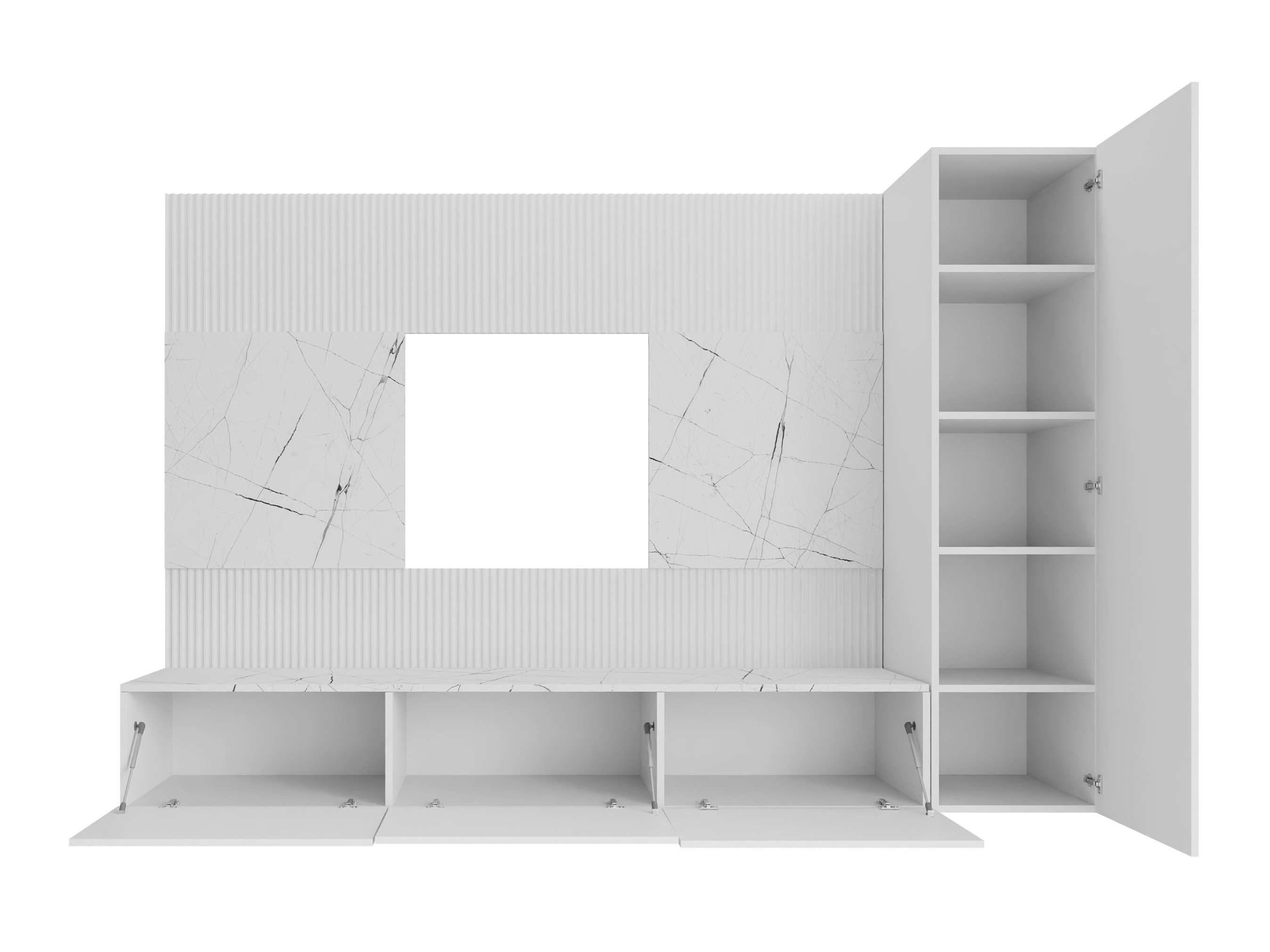 Ensemble de salon Comfivo Salix VI (Blanc + Marbre blanc)