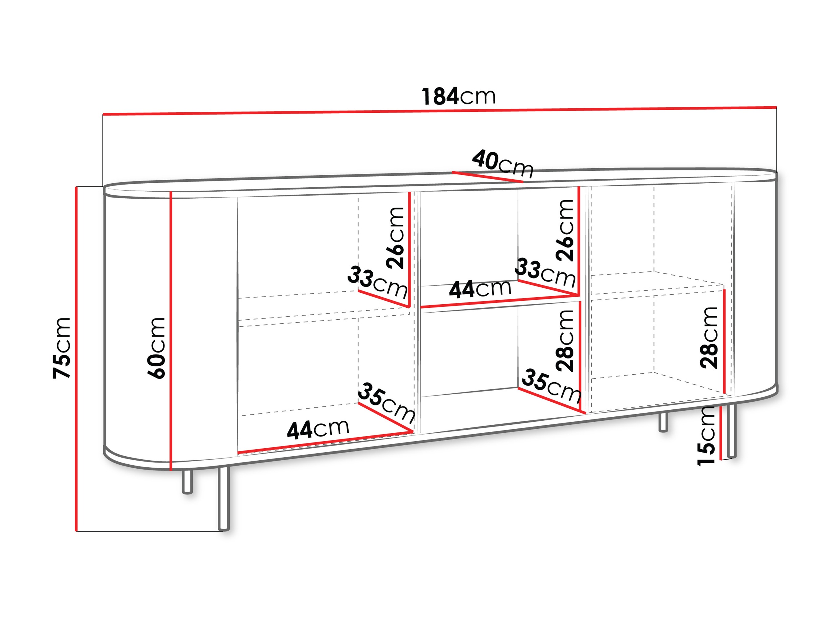 Buffet Comfivo Livtena I (Marbre noir + Noir)