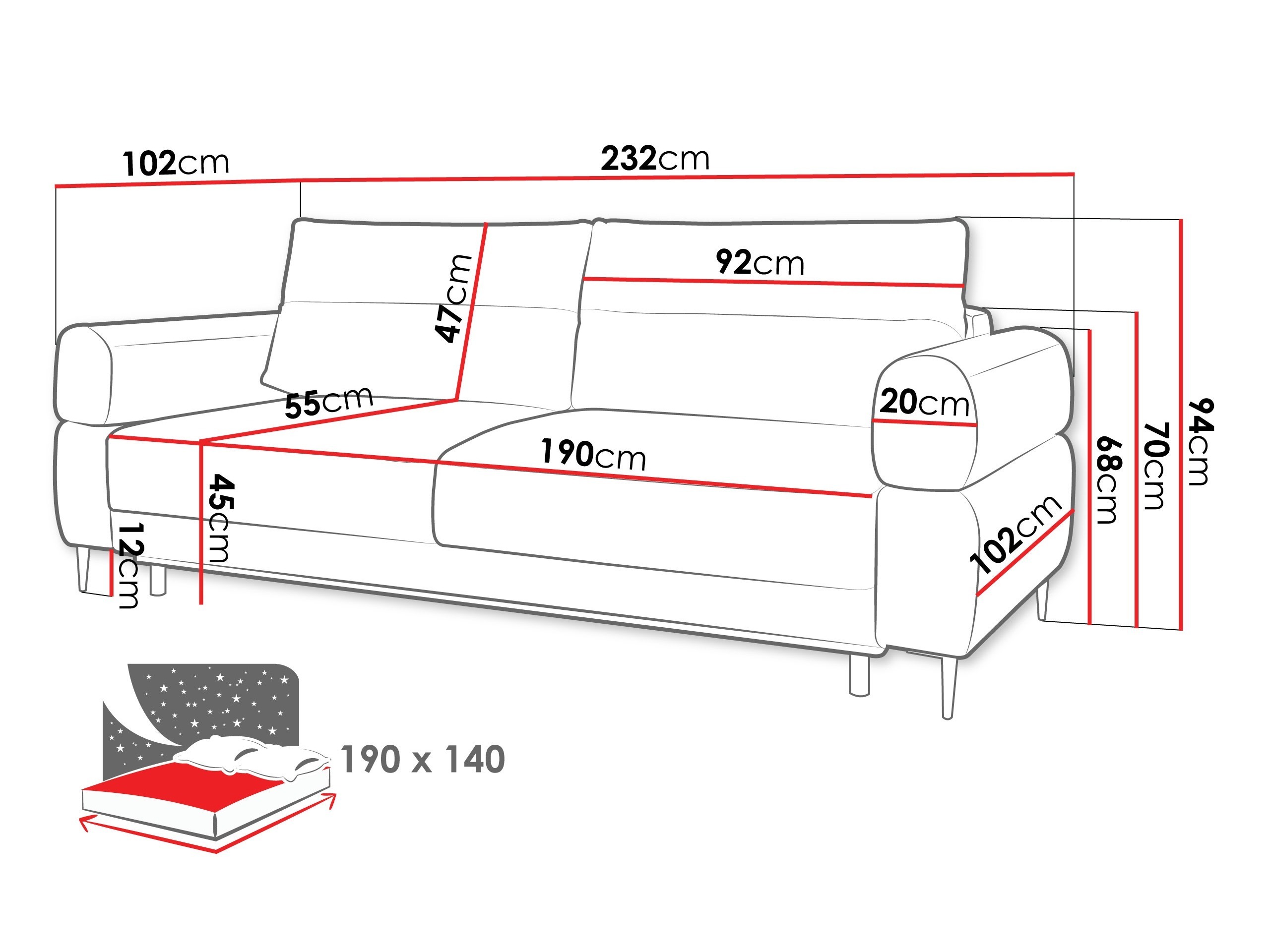Canapé convertible ComfiDream Celel (Blur 19)