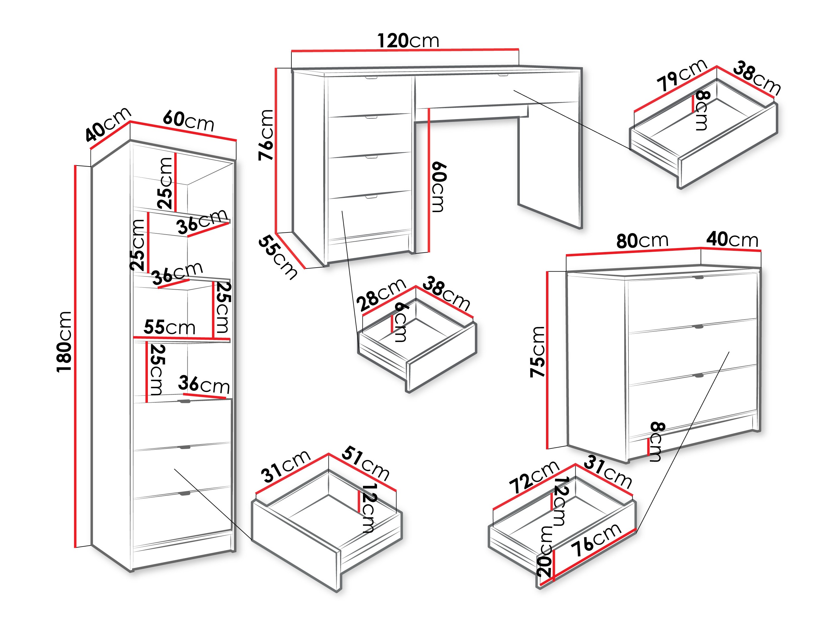 Ensemble de bureau à domicile Comfivo Papilio V (Noir)