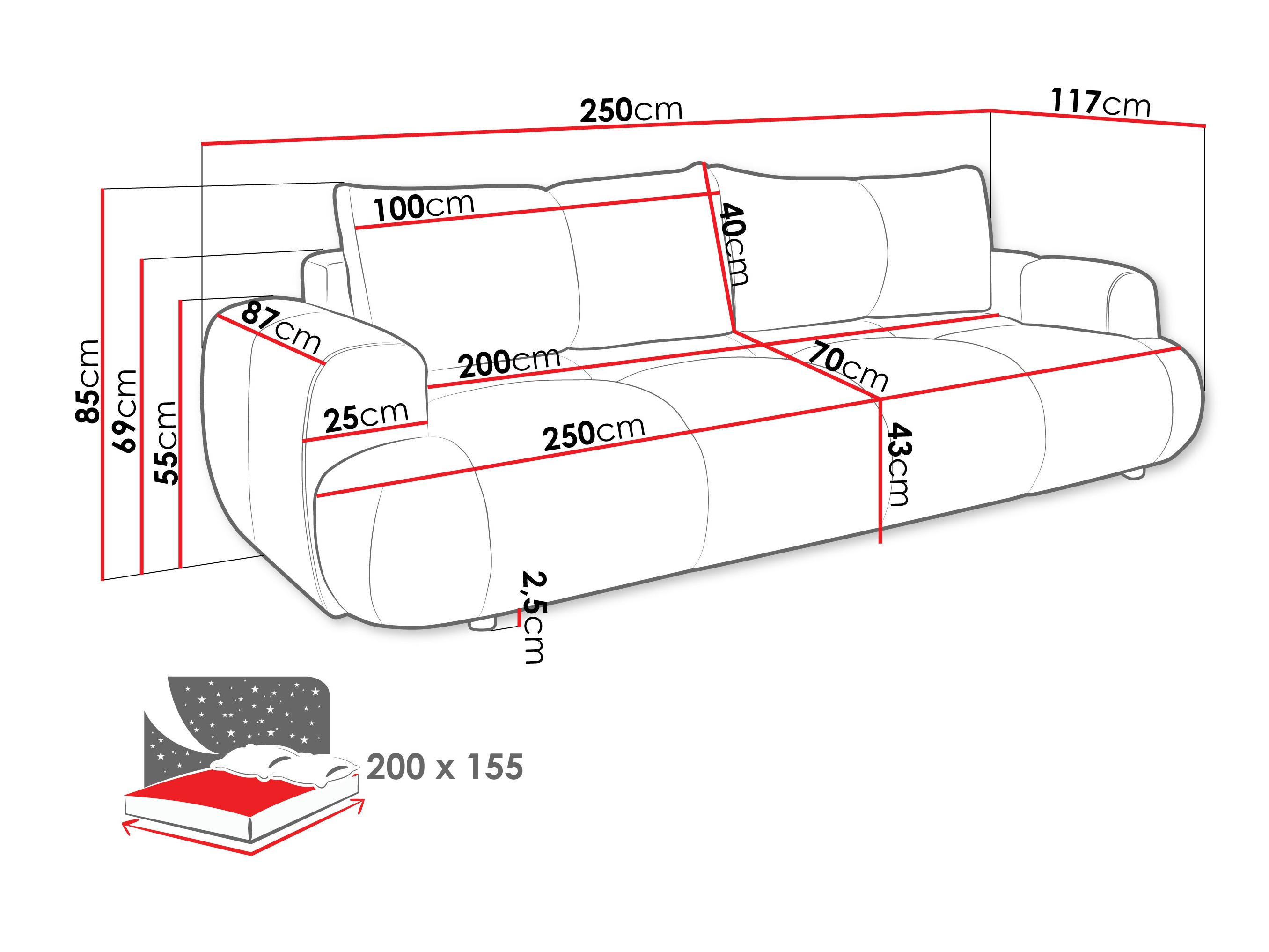 Canapé convertible TrendyNest Ansera II (Now Or Never 06)