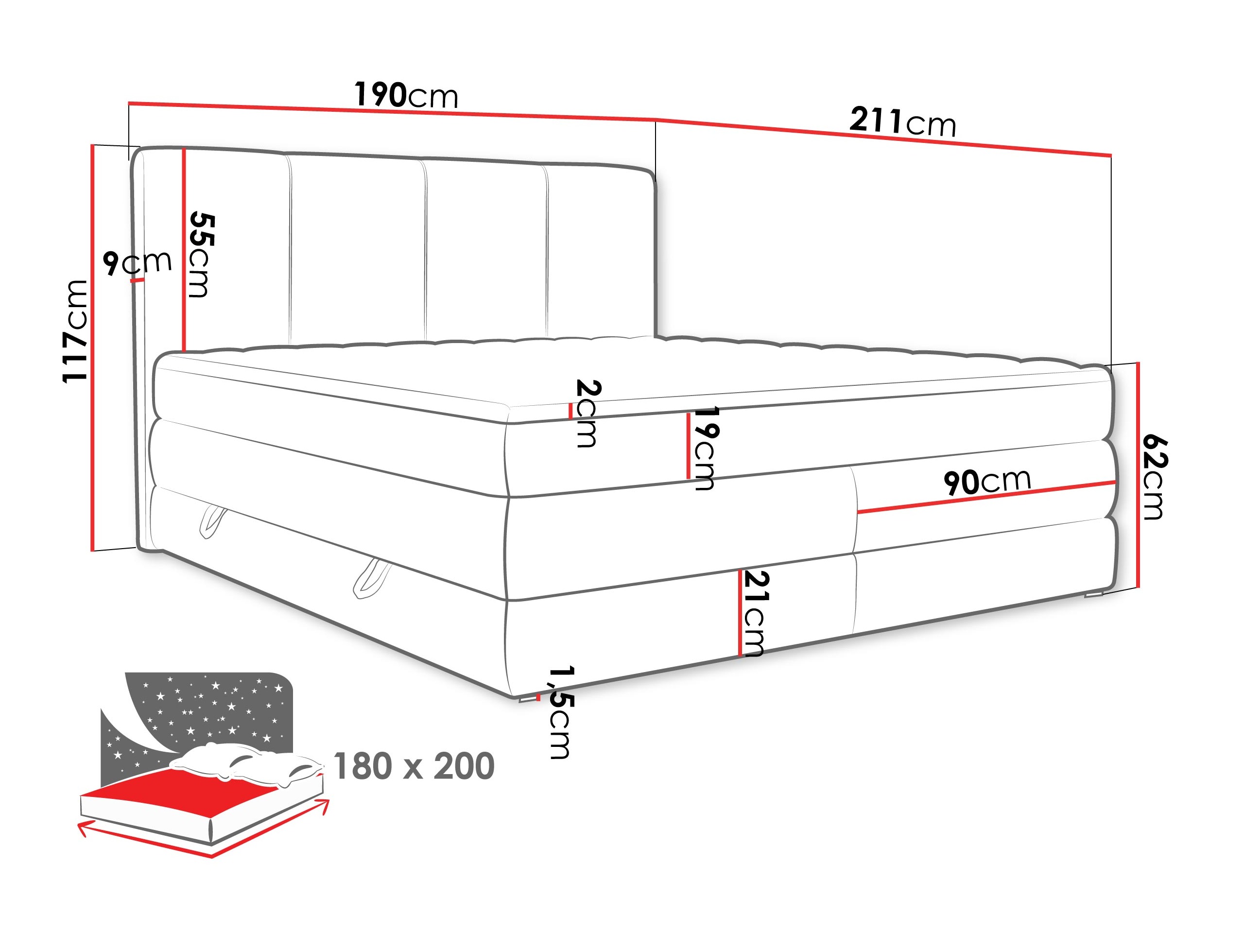 Lit boxspring ComfiDream Caelion (Onega 14)