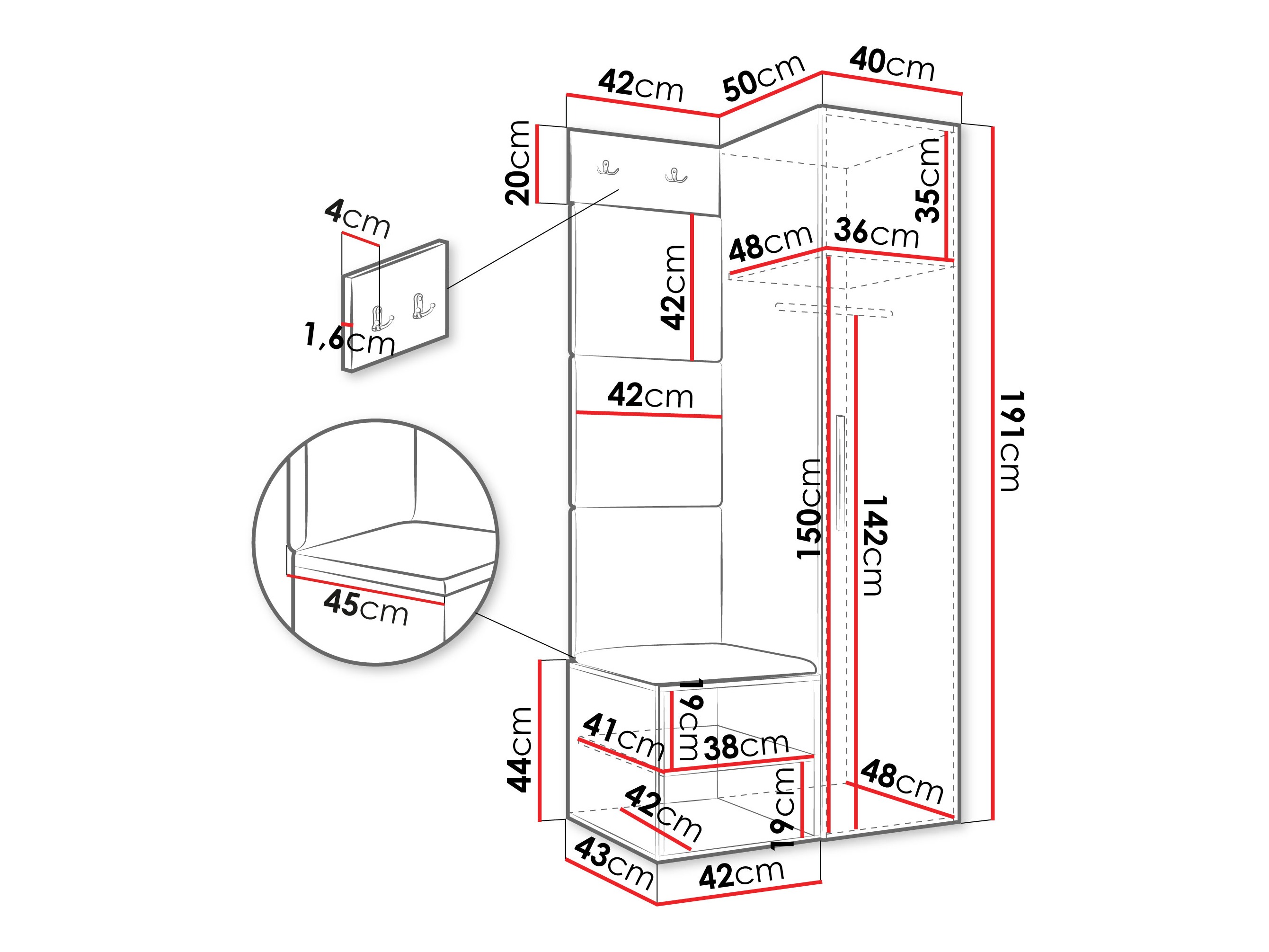 Meuble d'entrée Hartford 524 (Chêne Artisan)