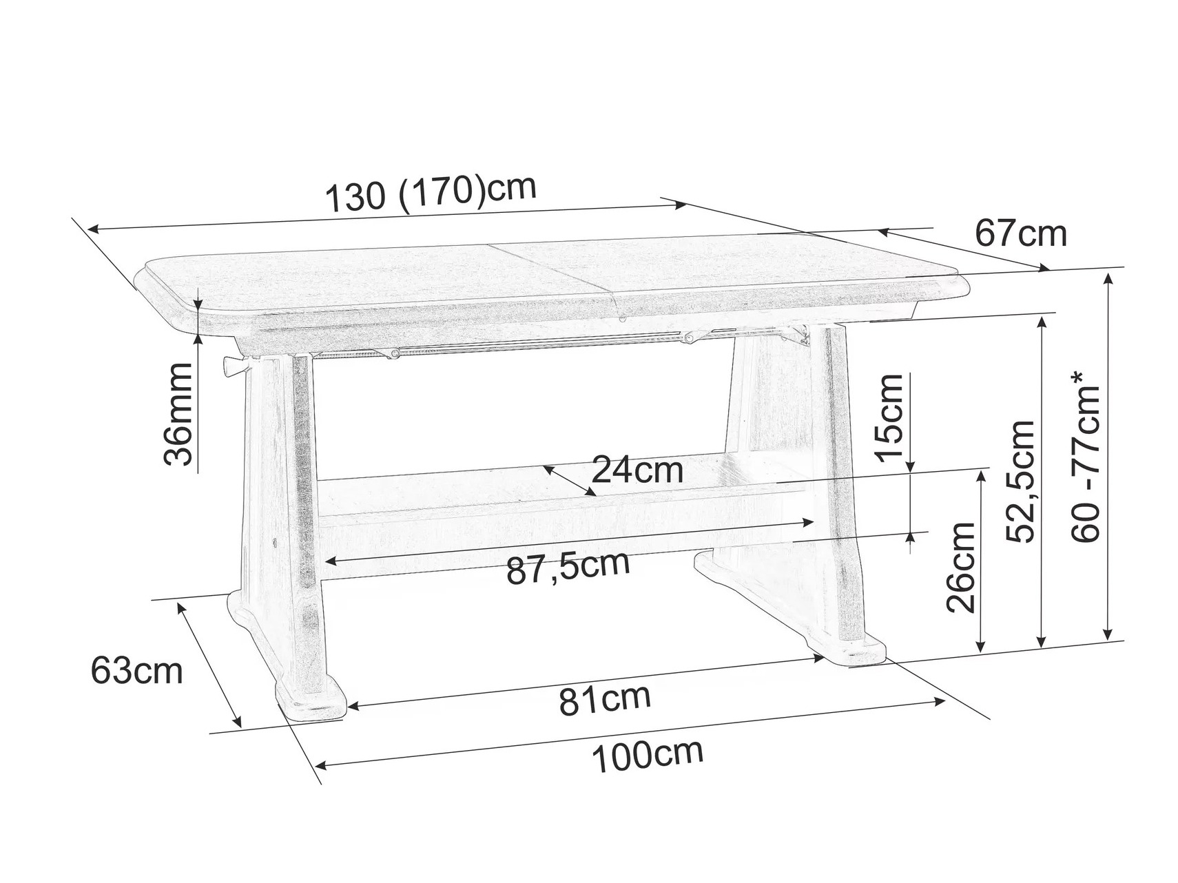 Table basse transformateur Detroit 811 (Sonoma chêne)