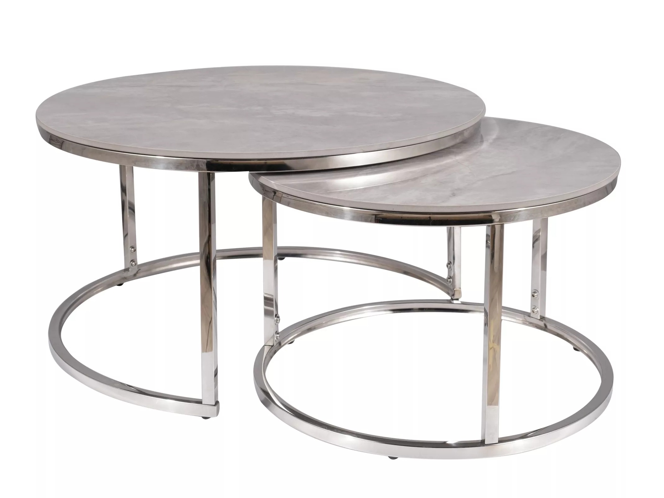 Ensemble tables basses Detroit 676 (Marbre gris + Argent)