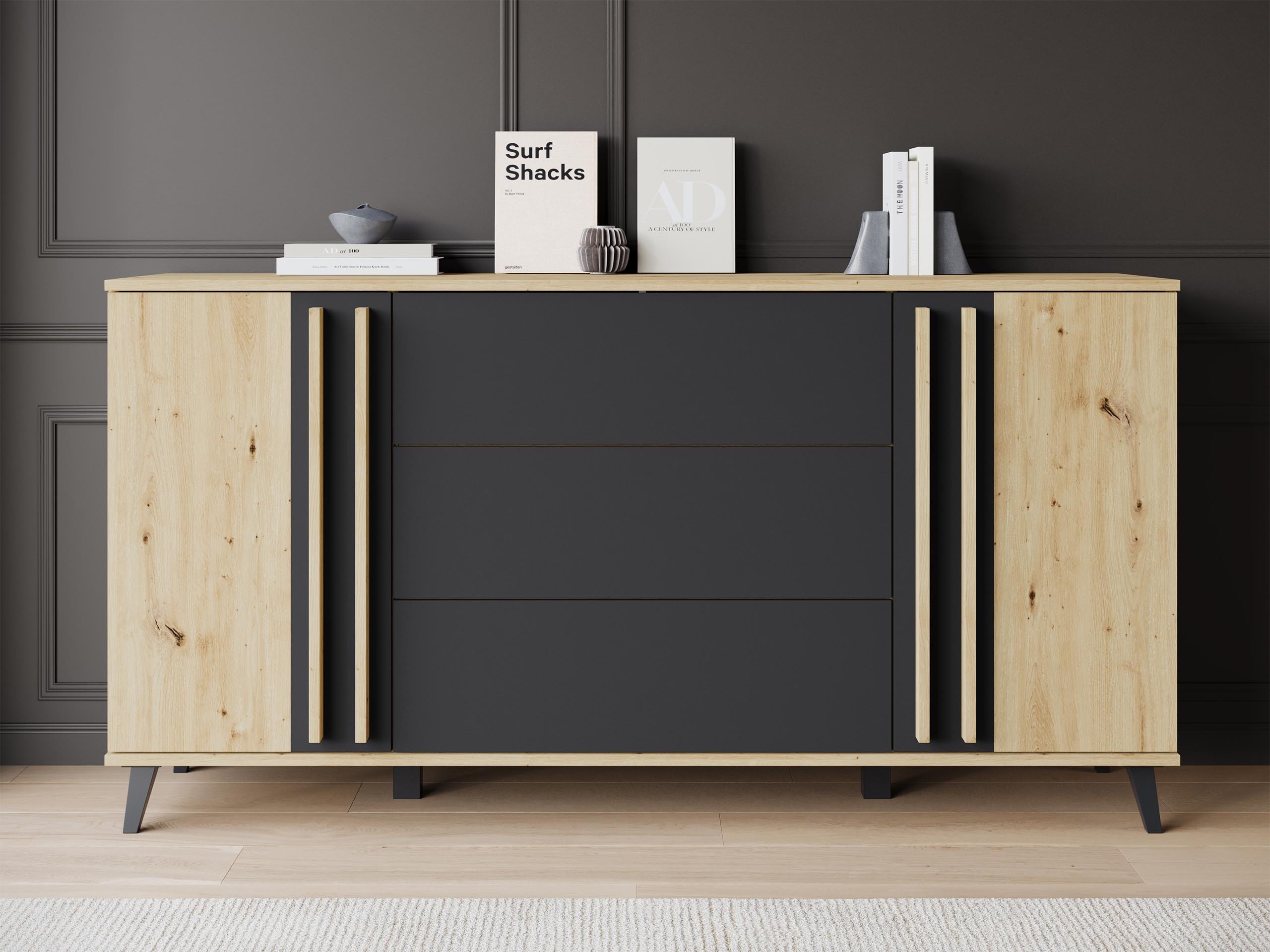Commode Facetor (Chêne Artisan + Graphite)
