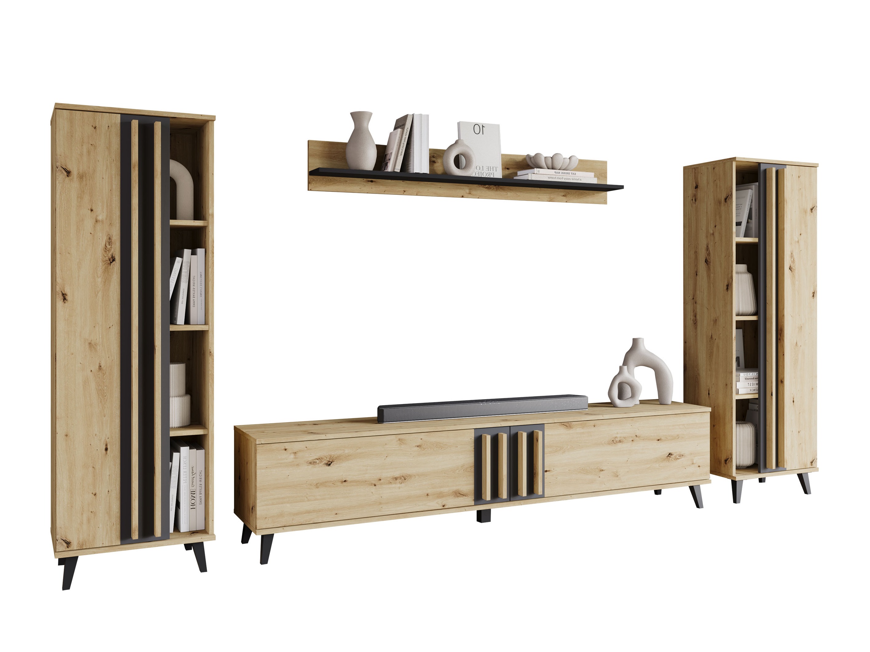 Ensemble de salon Facetor (Chêne Artisan + Graphite)