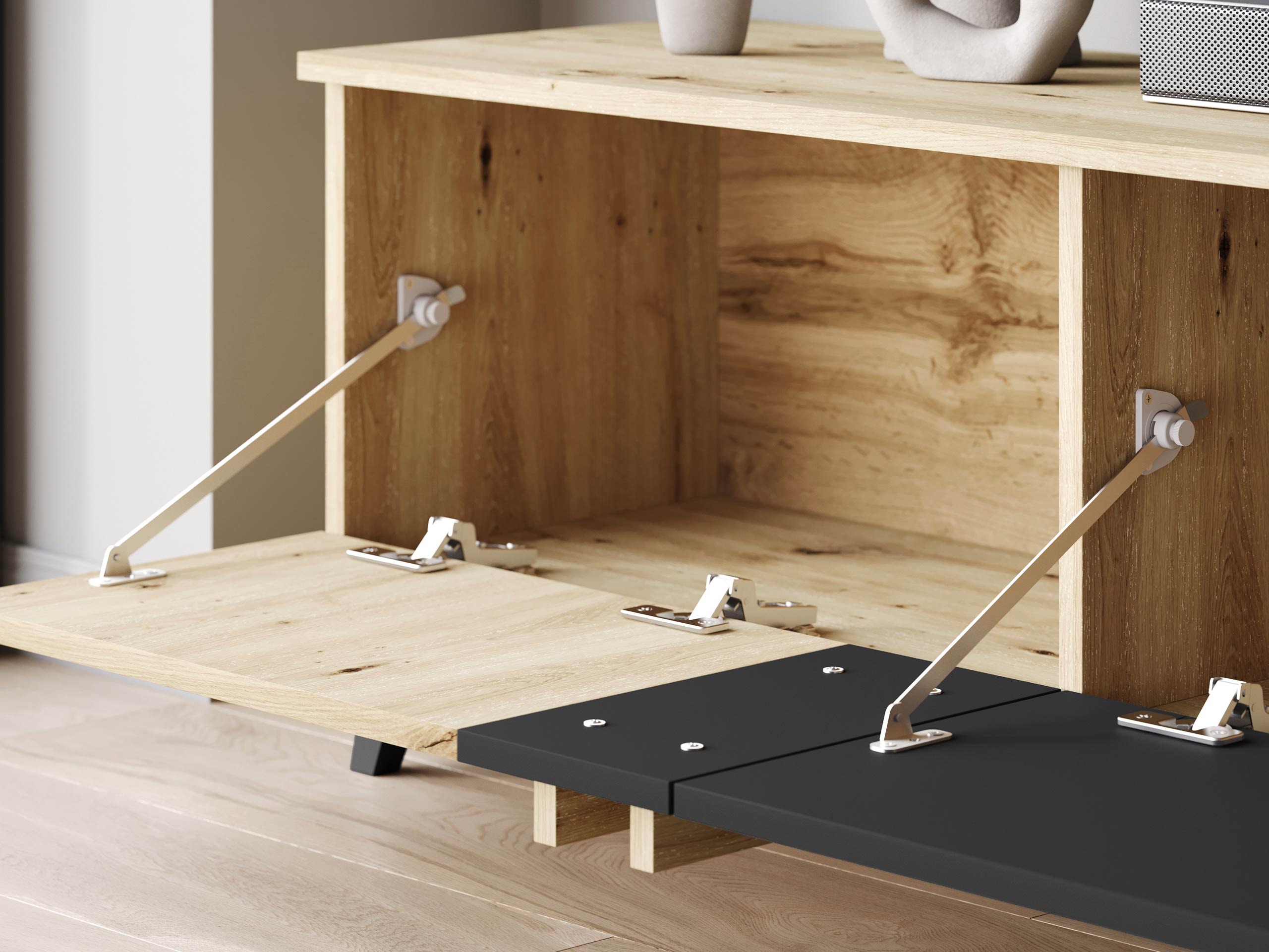 Meuble TV Facetor (Chêne Artisan + Graphite)