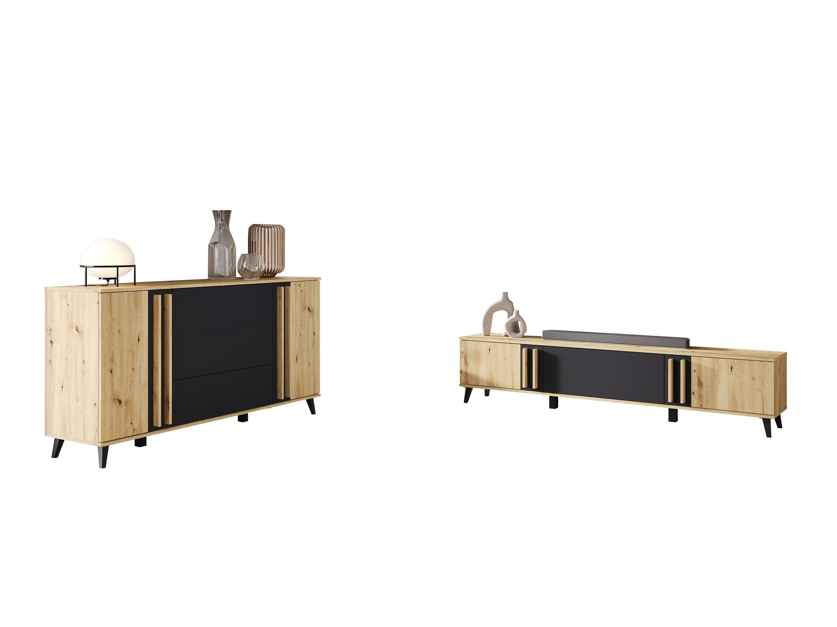 Ensemble de salon Facetor III (Chêne Artisan + Graphite)