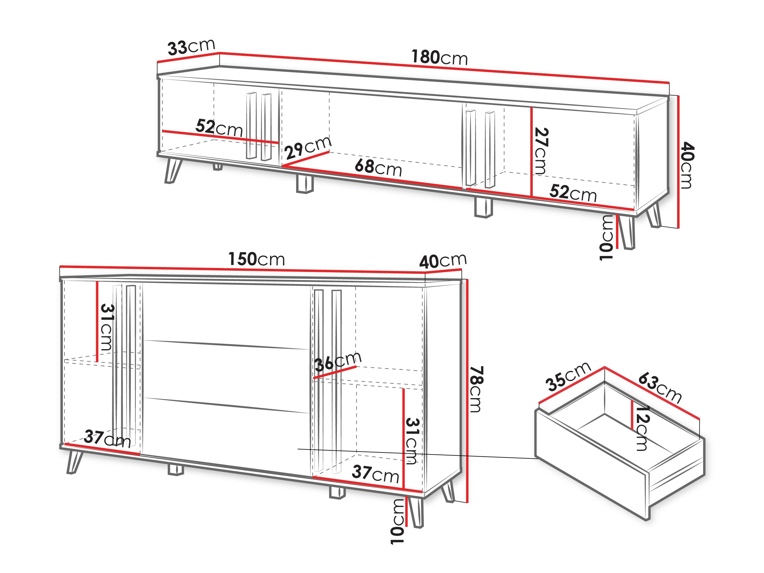 Ensemble de salon Facetor III (Chêne Artisan + Graphite)