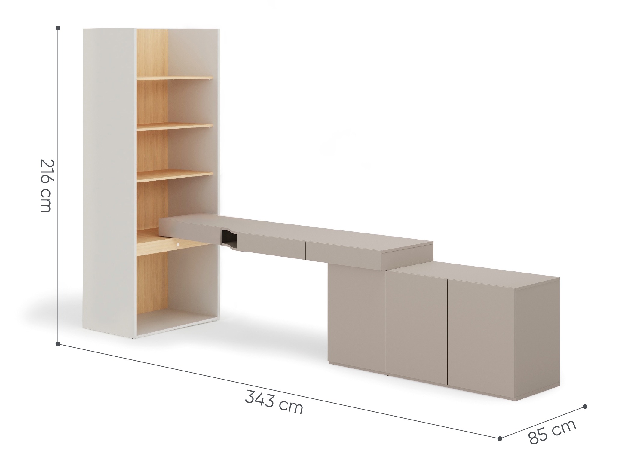 Ensemble de bureau à domicile Evareve 118 (Gris + Chêne)