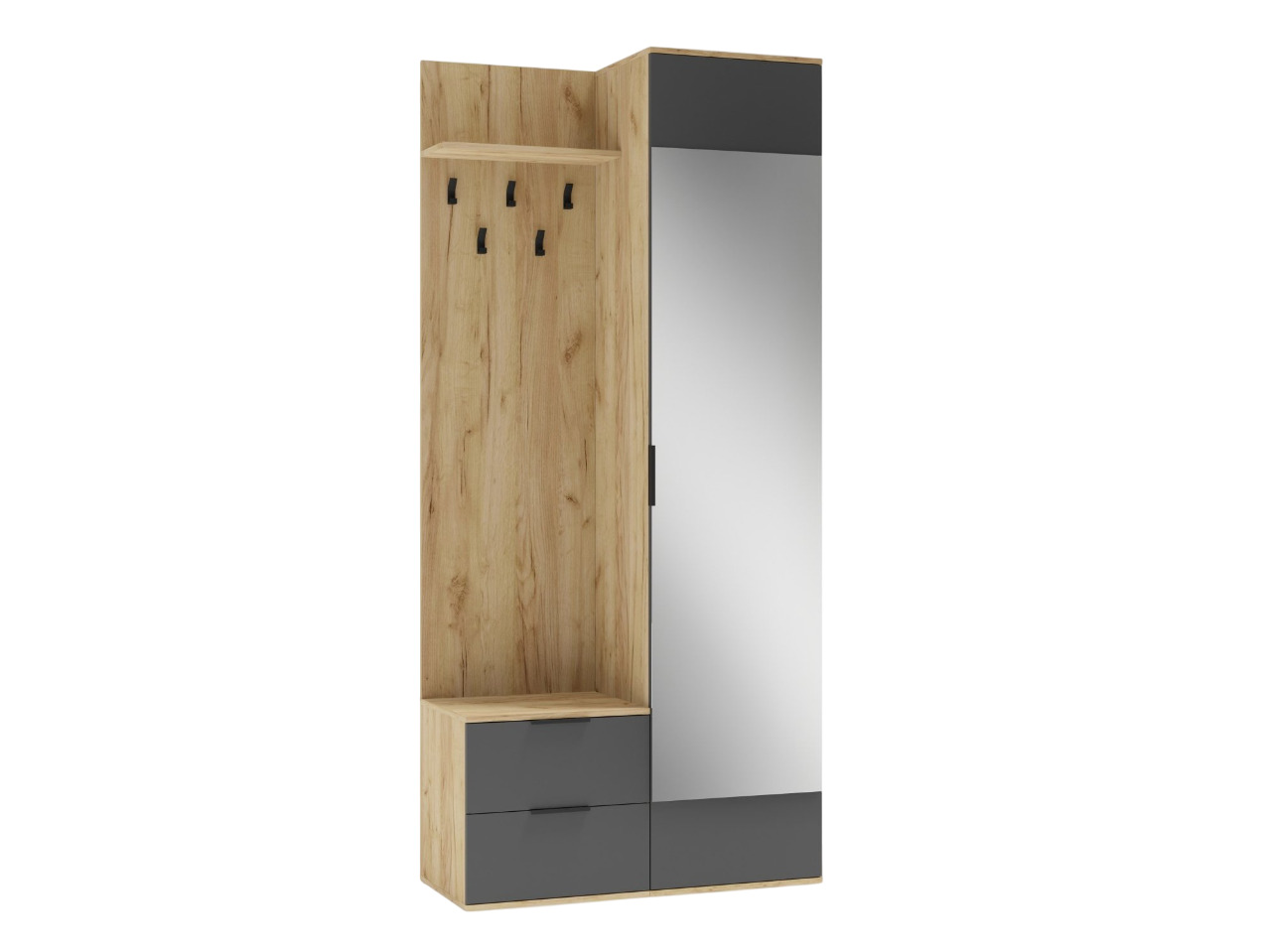 Meuble d'entrée Houston 2004 (Anthracite + Chêne doré)