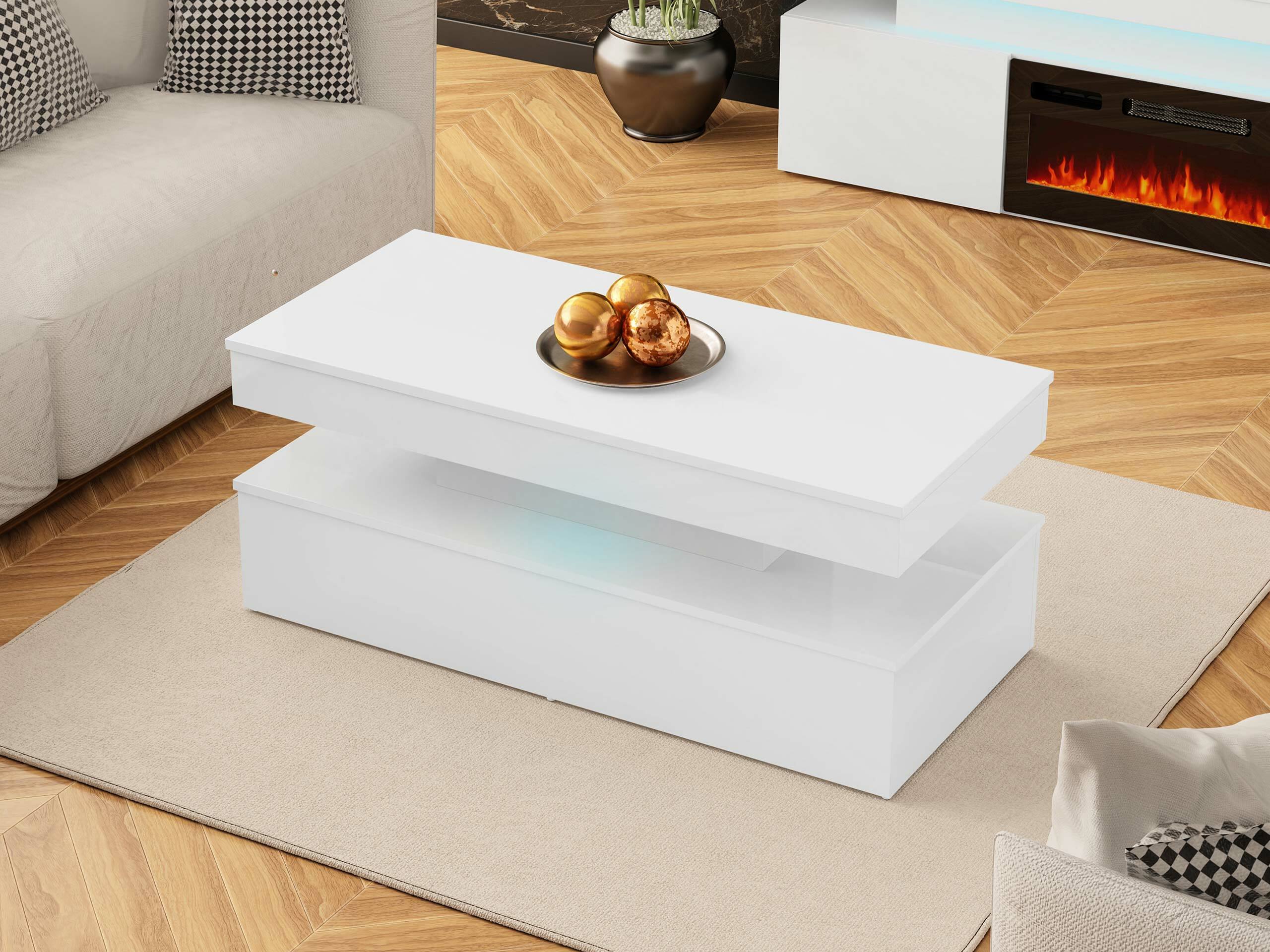 Table basse Monfero (Blanc + Blanc brillant)