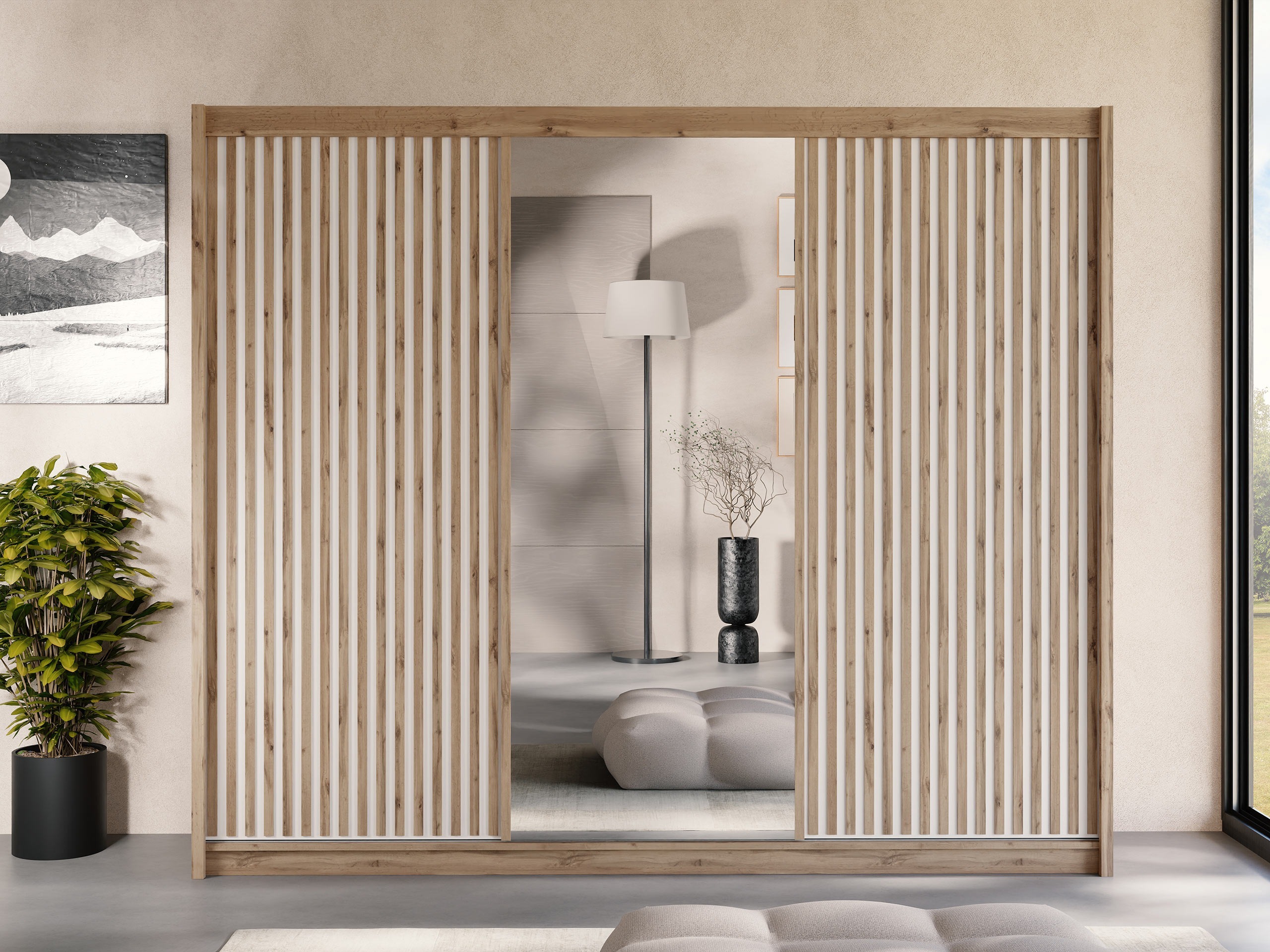 Armoire Gemes I (Chêne wotan + Blanc)