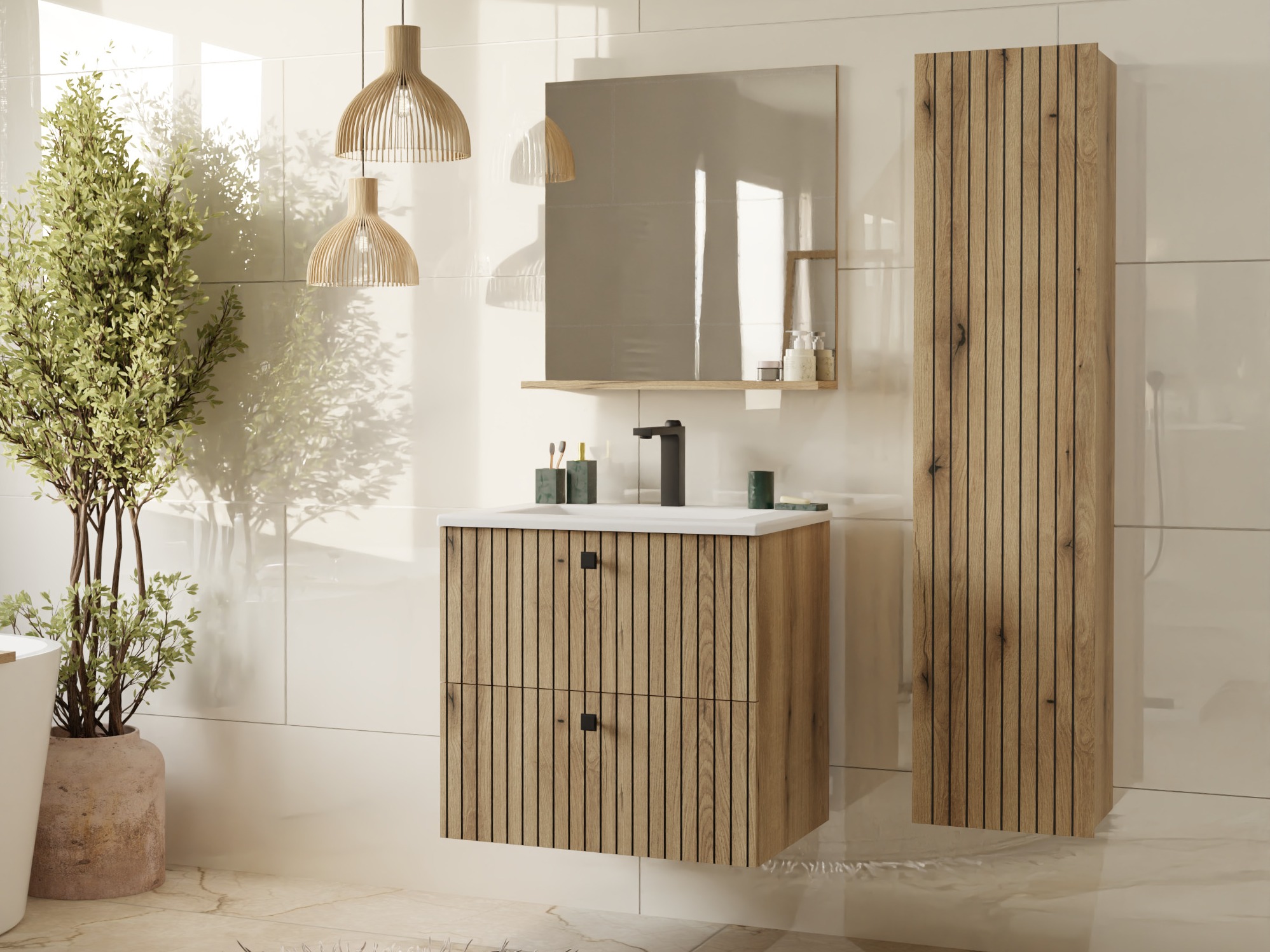 Armoire de salle de bain murale Mandeville 362 (Chêne)