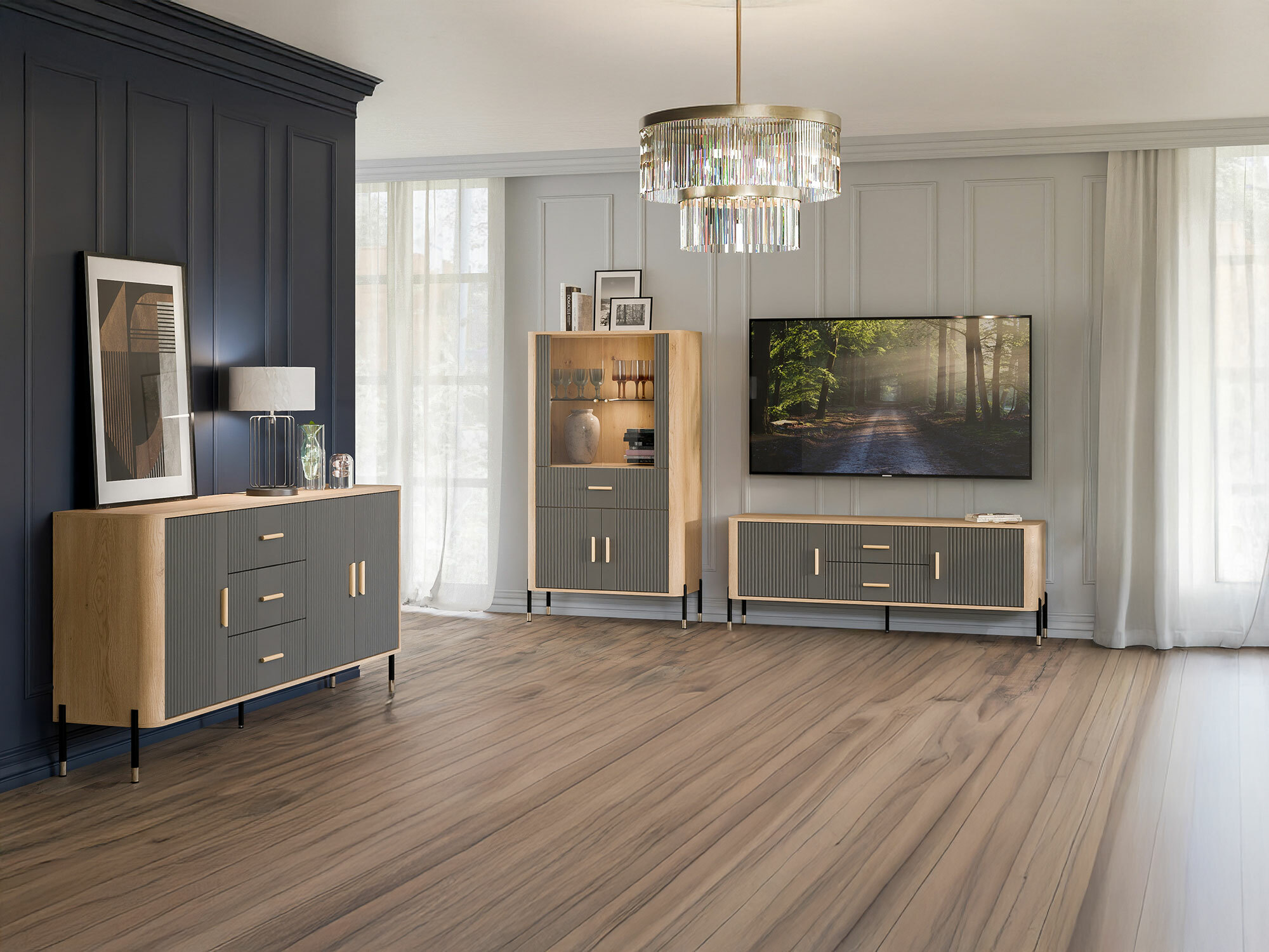 Ensemble de salon Flosora 147 (Gris)