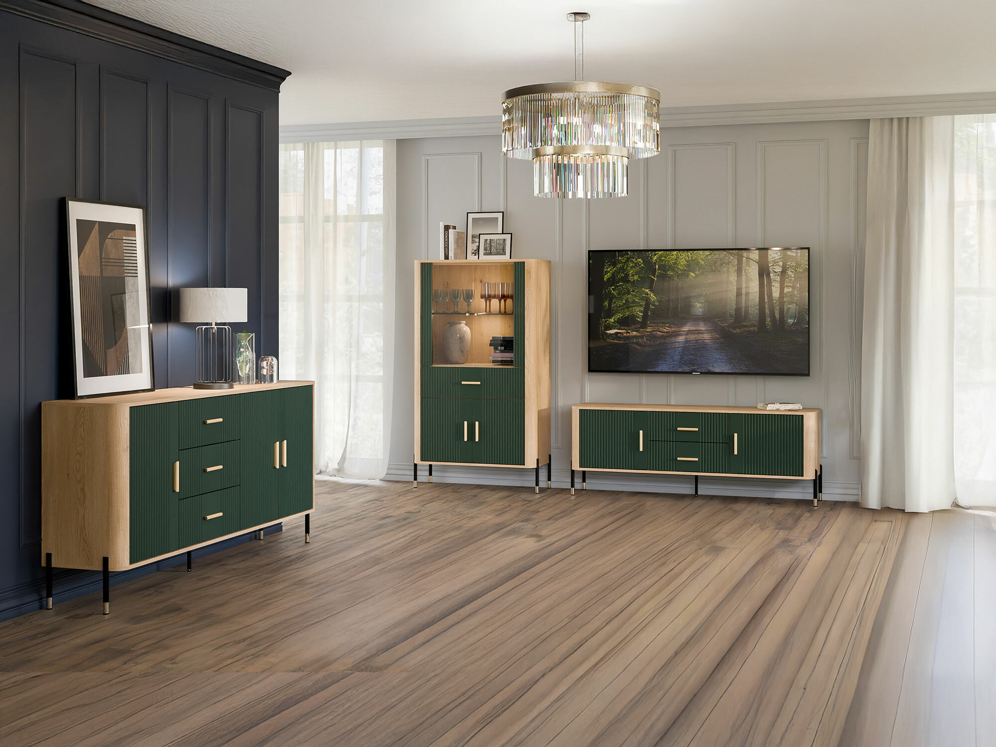 Ensemble de salon Flosora 147 (Vert)