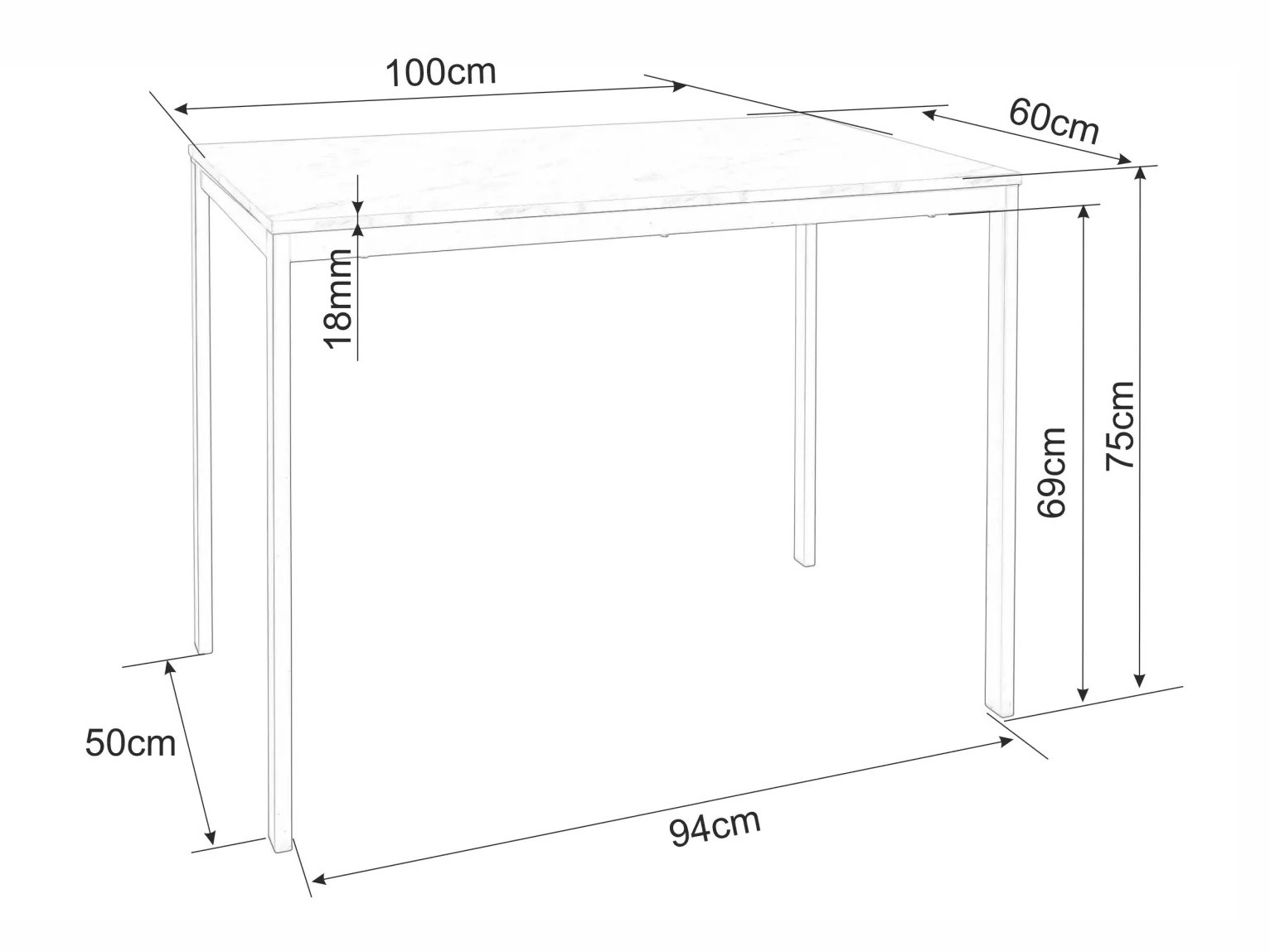 Table Detroit 861 (Marbre blanc + Noir)
