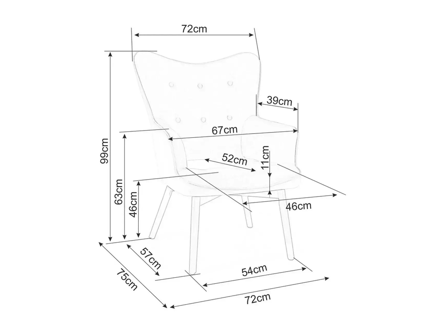 Fauteuil Detroit 864 (Brun clair)