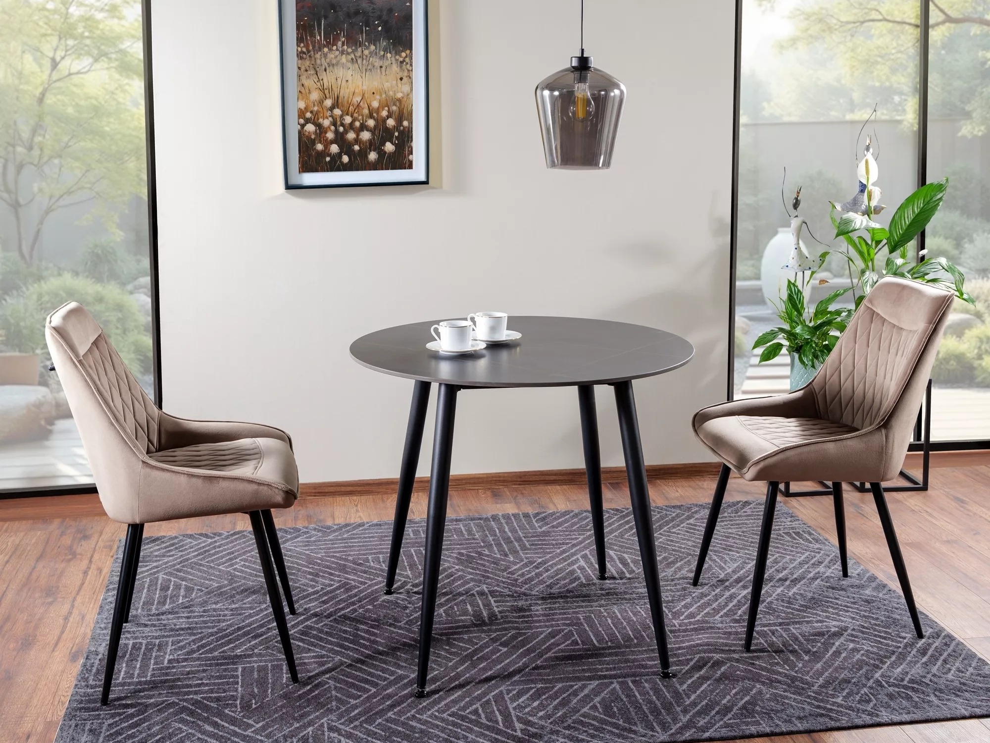 Table Detroit 871 (Marbre noir + Noir)