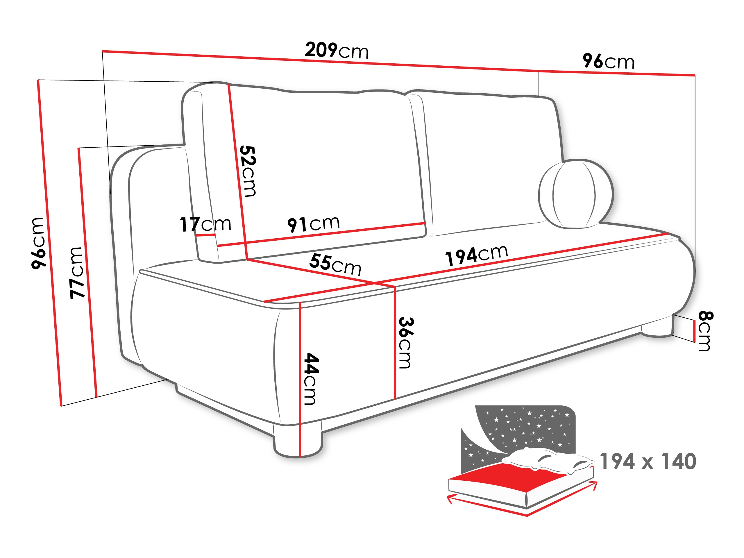 Canapé convertible TrendyNest Canora (Coral 15)