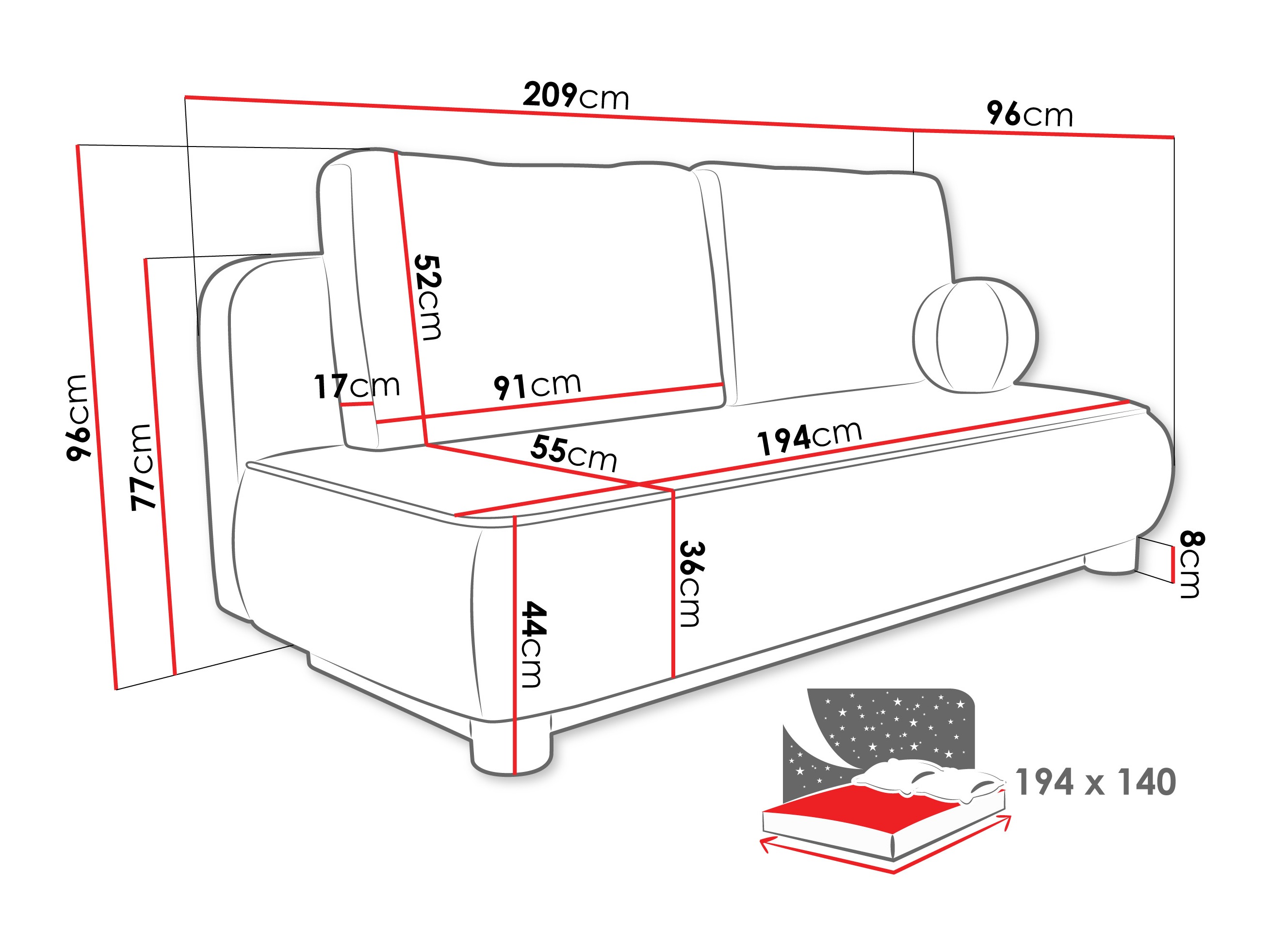 Canapé convertible TrendyNest Canora (Coral 65)
