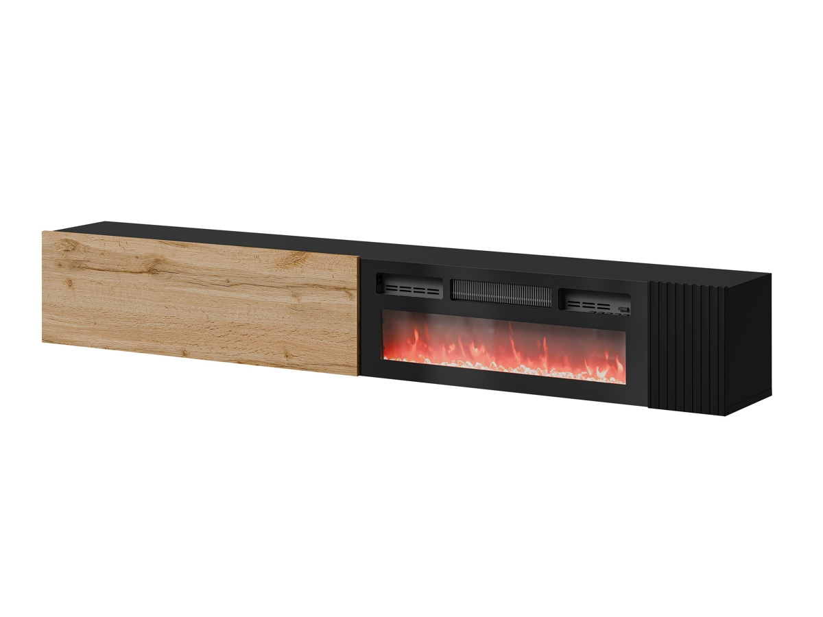 Meuble TV Calveru 110 (Chêne wotan + Noir)