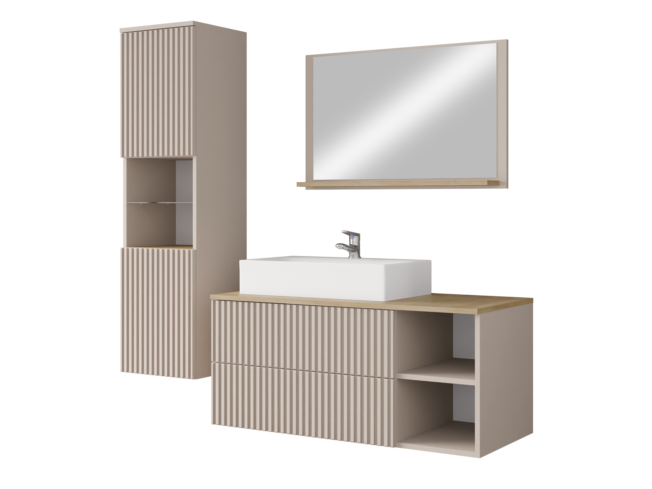 Ensemble de salle de bain Nauta I (Cachemire + Chêne)