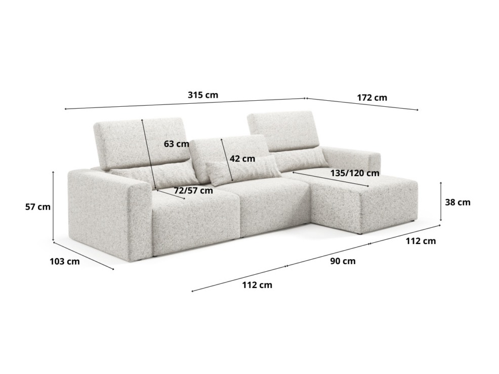 Canapé d'angle modulaire Virorle 100 (Puente 94)