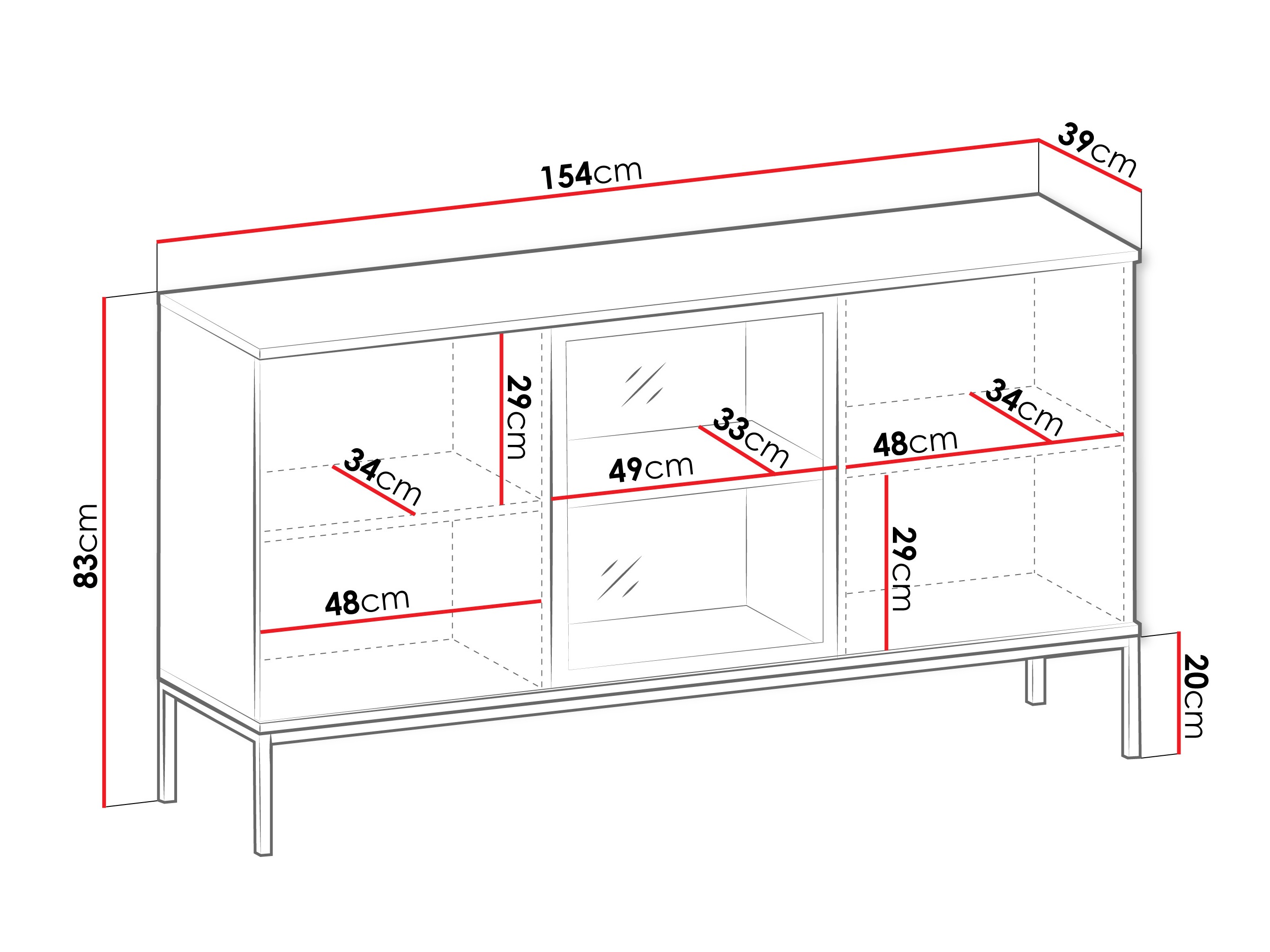 Buffet Manal I (Noir + Chêne wotan)