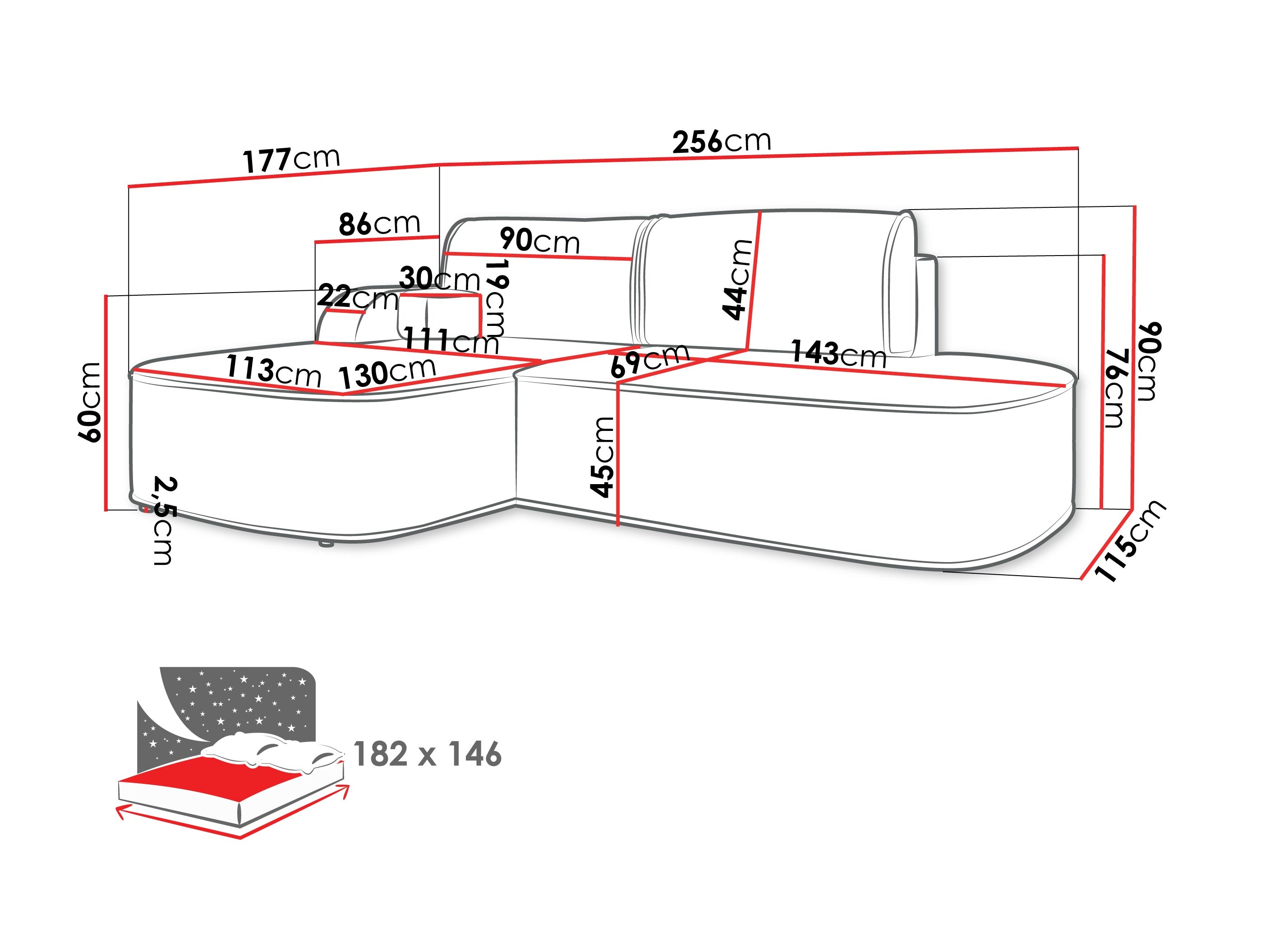Canapé d'angle Comfivo Sensus (Coral 65)