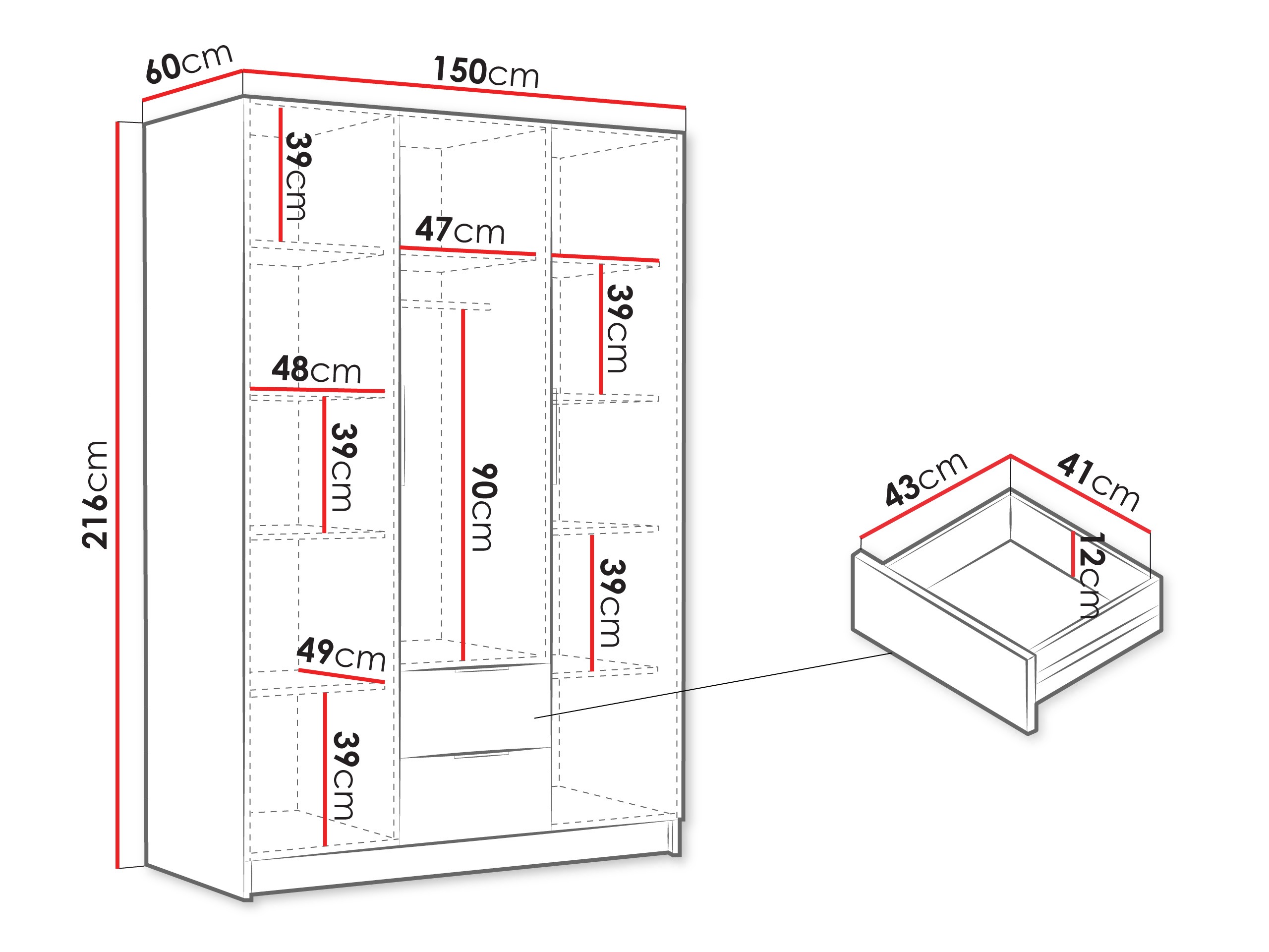 Armoire Closico Calvron I (Noir)