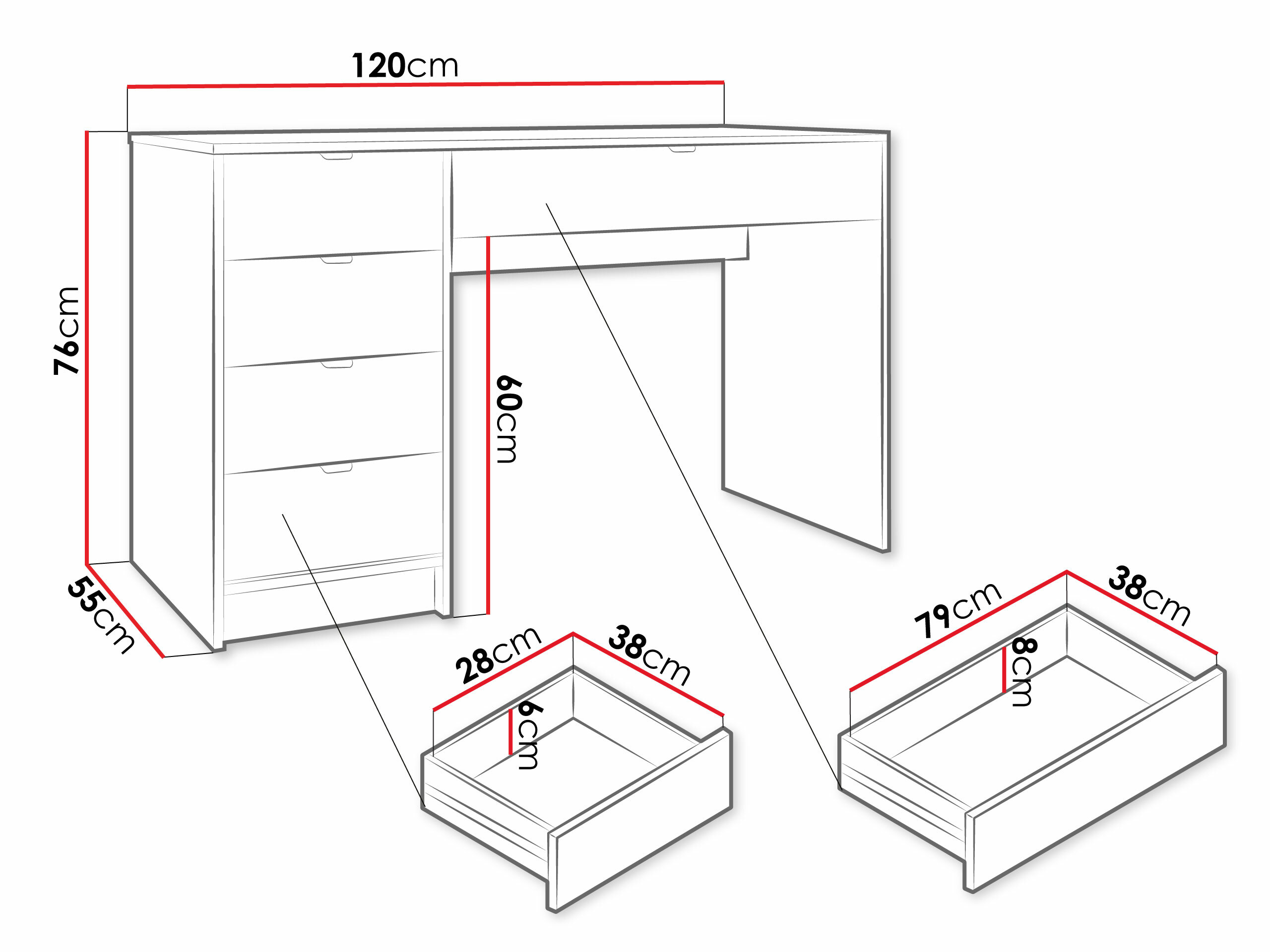 Bureau Comfivo Papilio (Blanc)