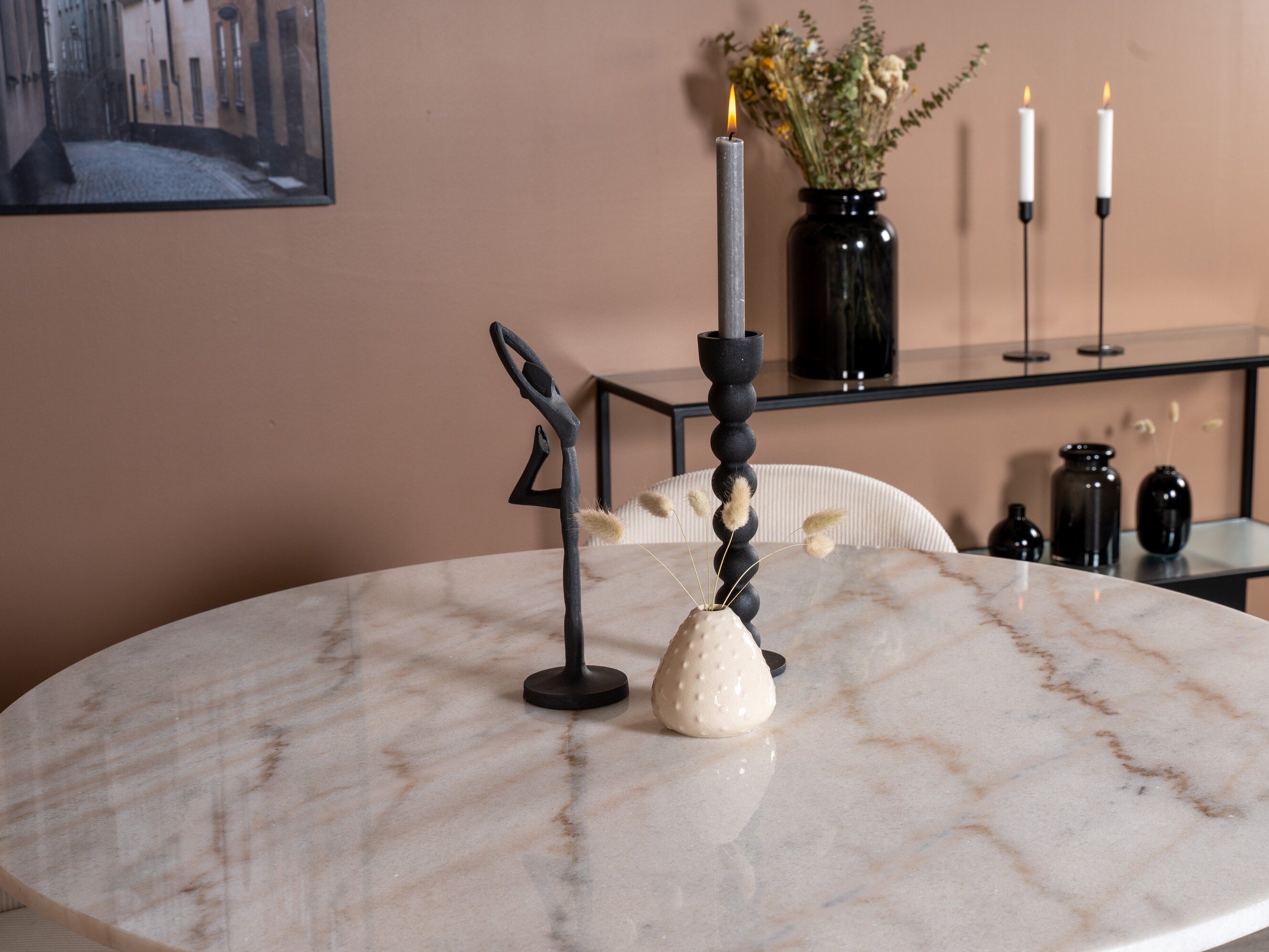 Salle à manger complète Dallas 1297 (Beige + Noir)