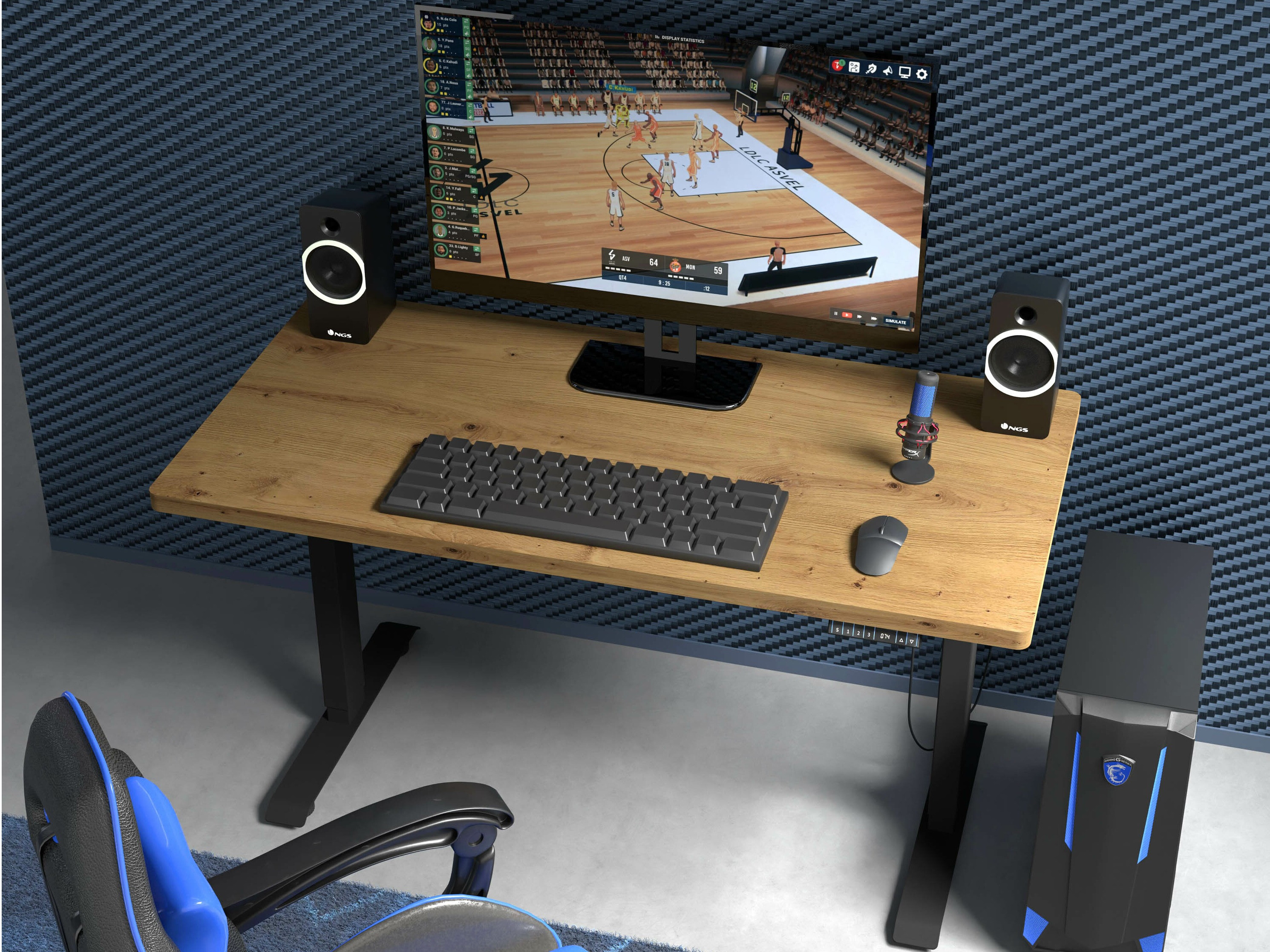 Bureau réglable en hauteur Buffalo 184 (Noir)