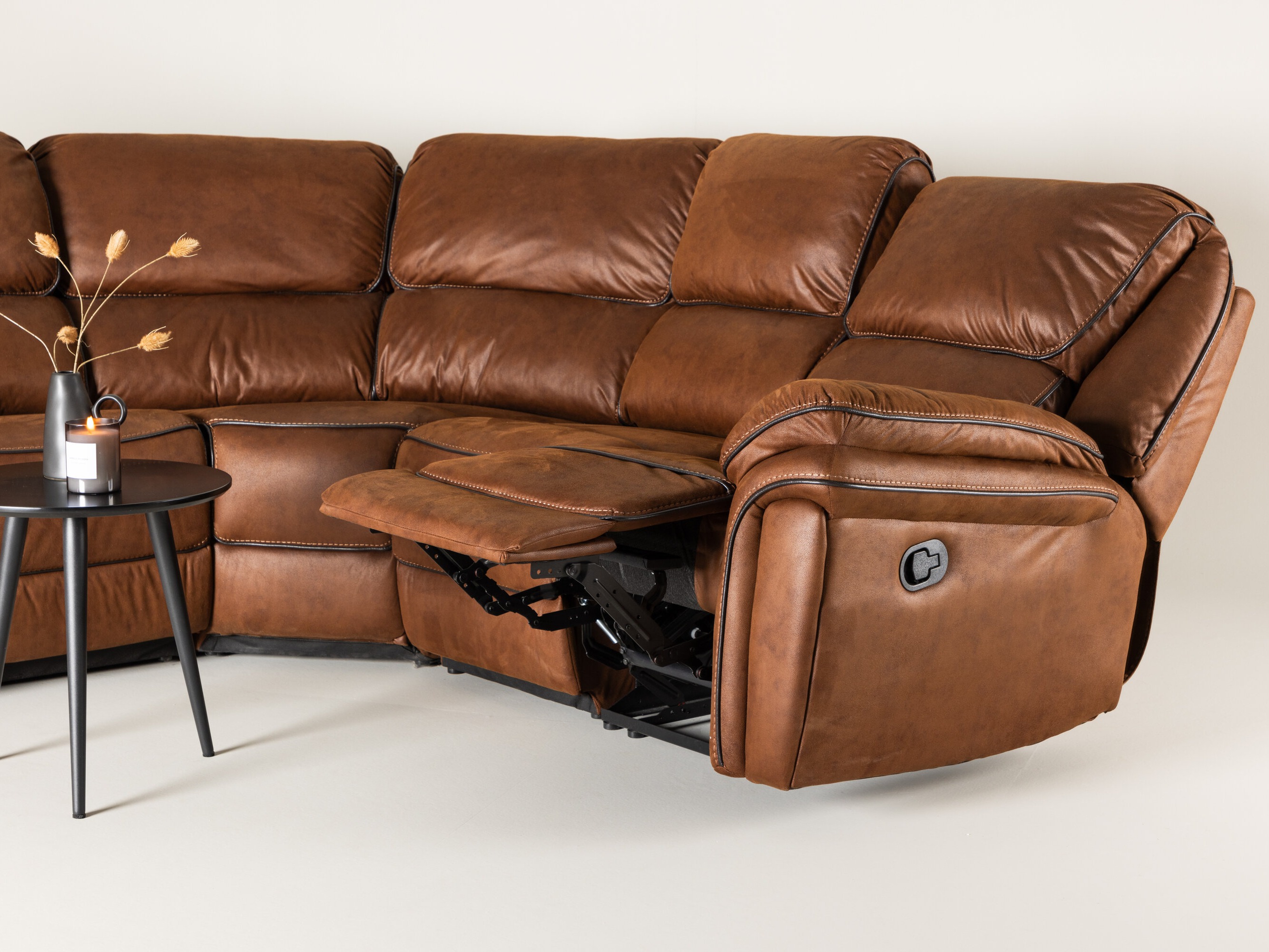 Canapé d'angle inclinable Dallas 4723 (Marron)