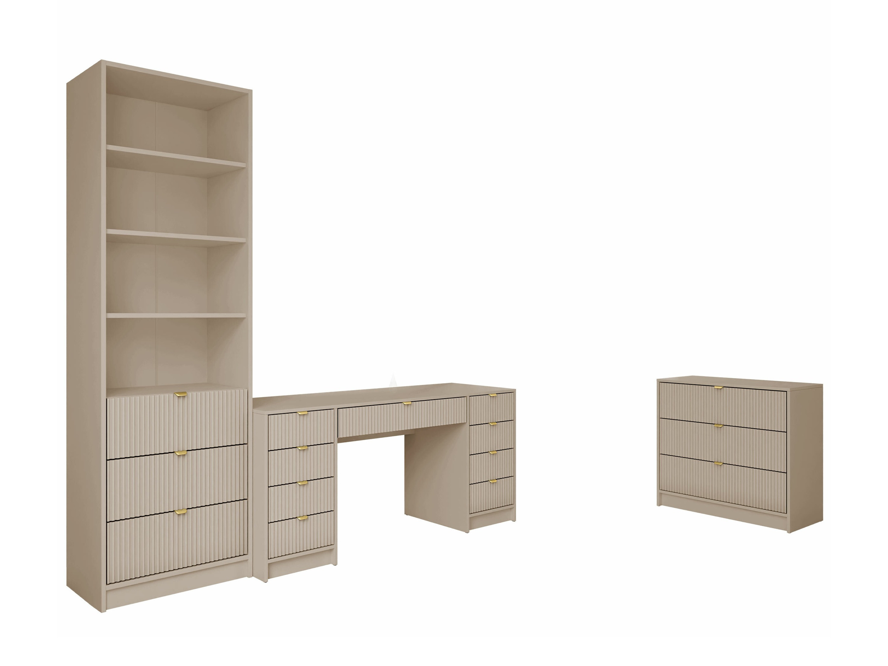 Ensemble de bureau à domicile Comfivo Larmire 121 (Beige)