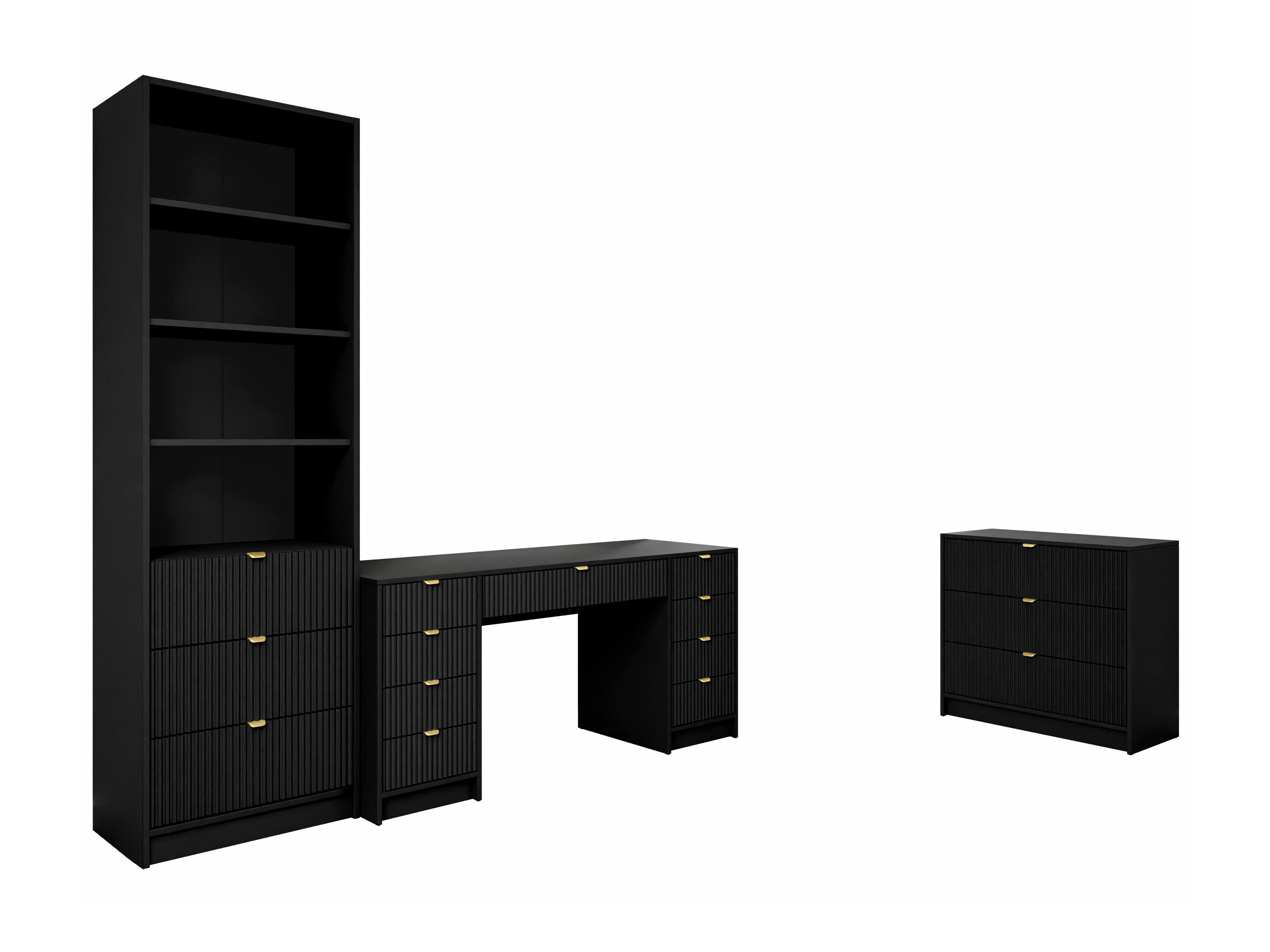 Ensemble de bureau à domicile Comfivo Larmire 121 (Noir)