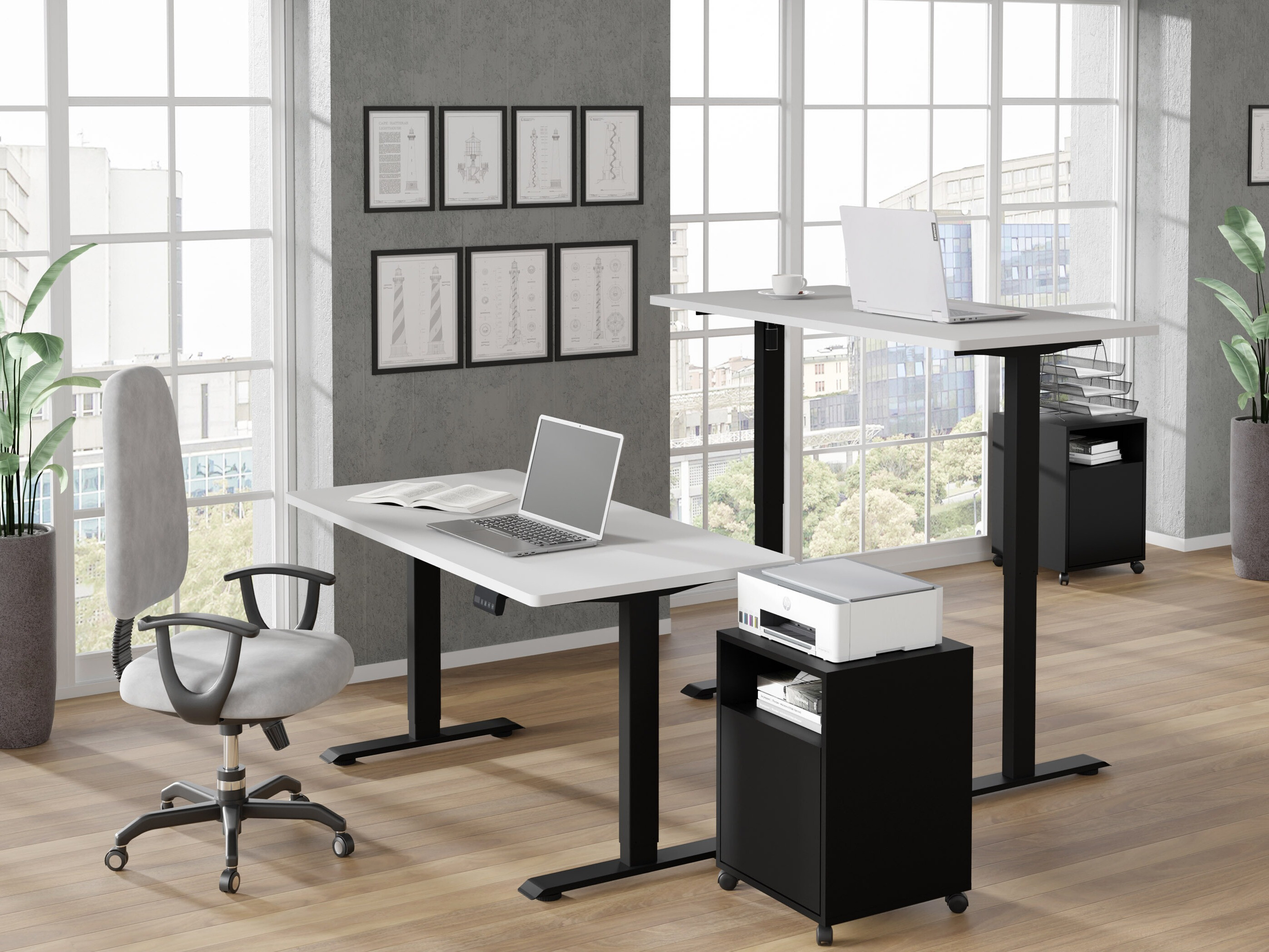 Table de travail réglable en hauteur Buffalo 184 (Noir)