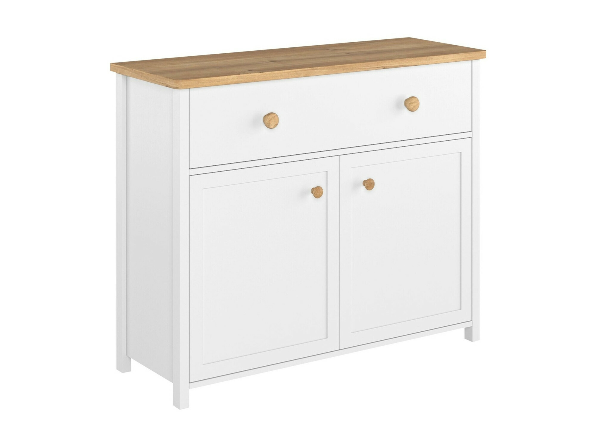 Commode Romelbo 150 (Blanc + Chêne)