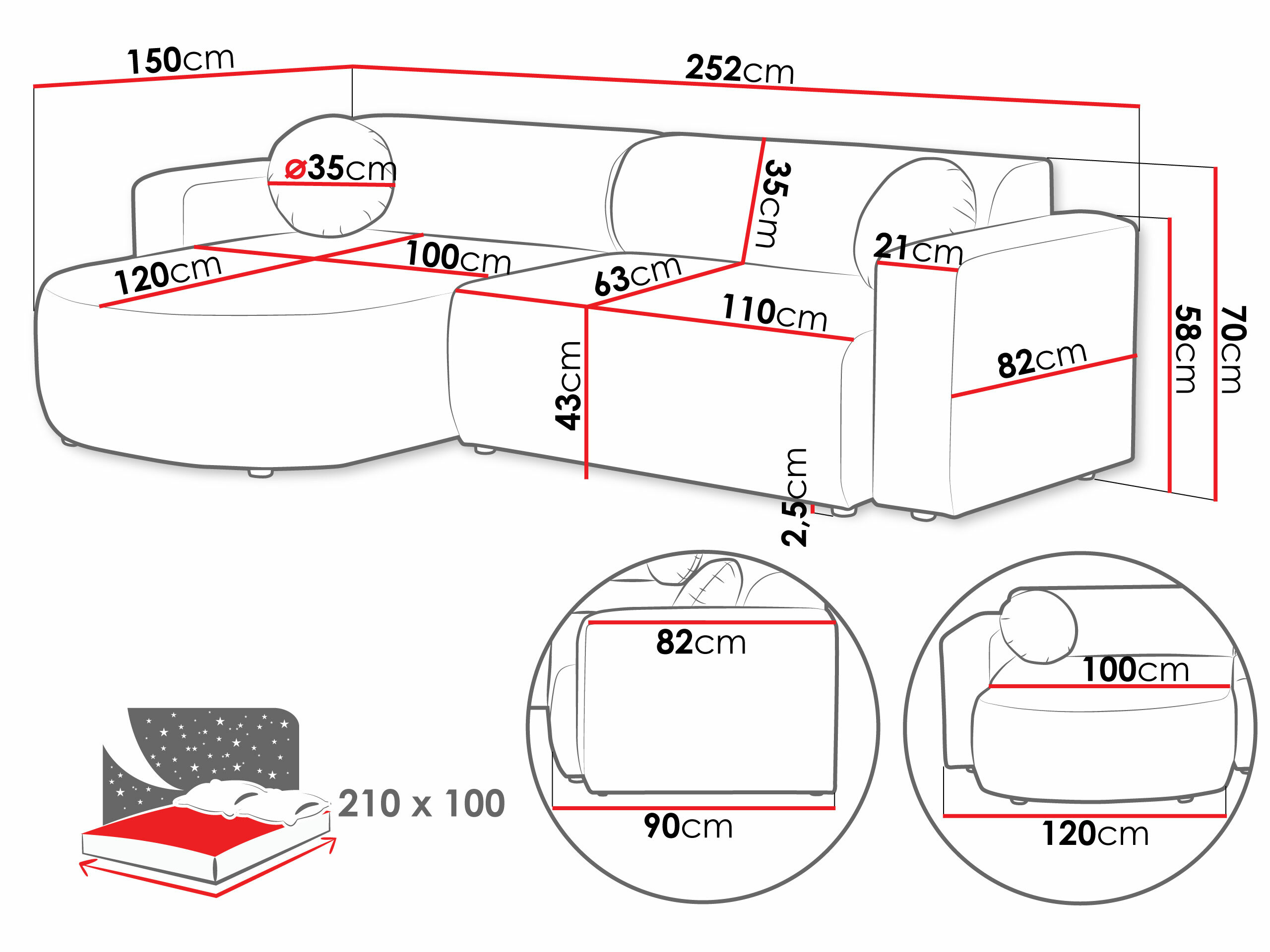 Canapé d'angle Comfivo Pullus (Velo 621)