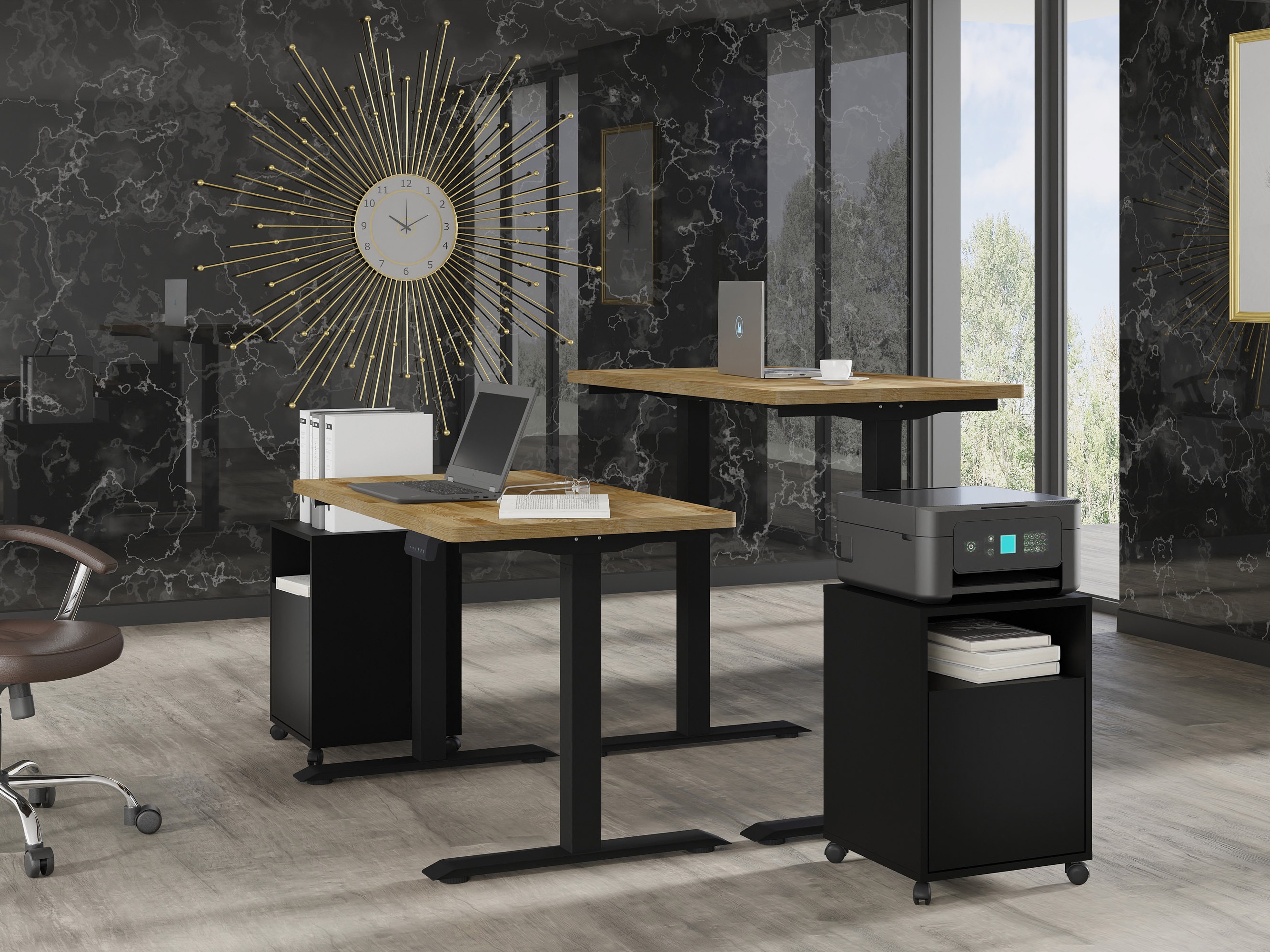 Bureau réglable en hauteur Buffalo 200 (Noir)