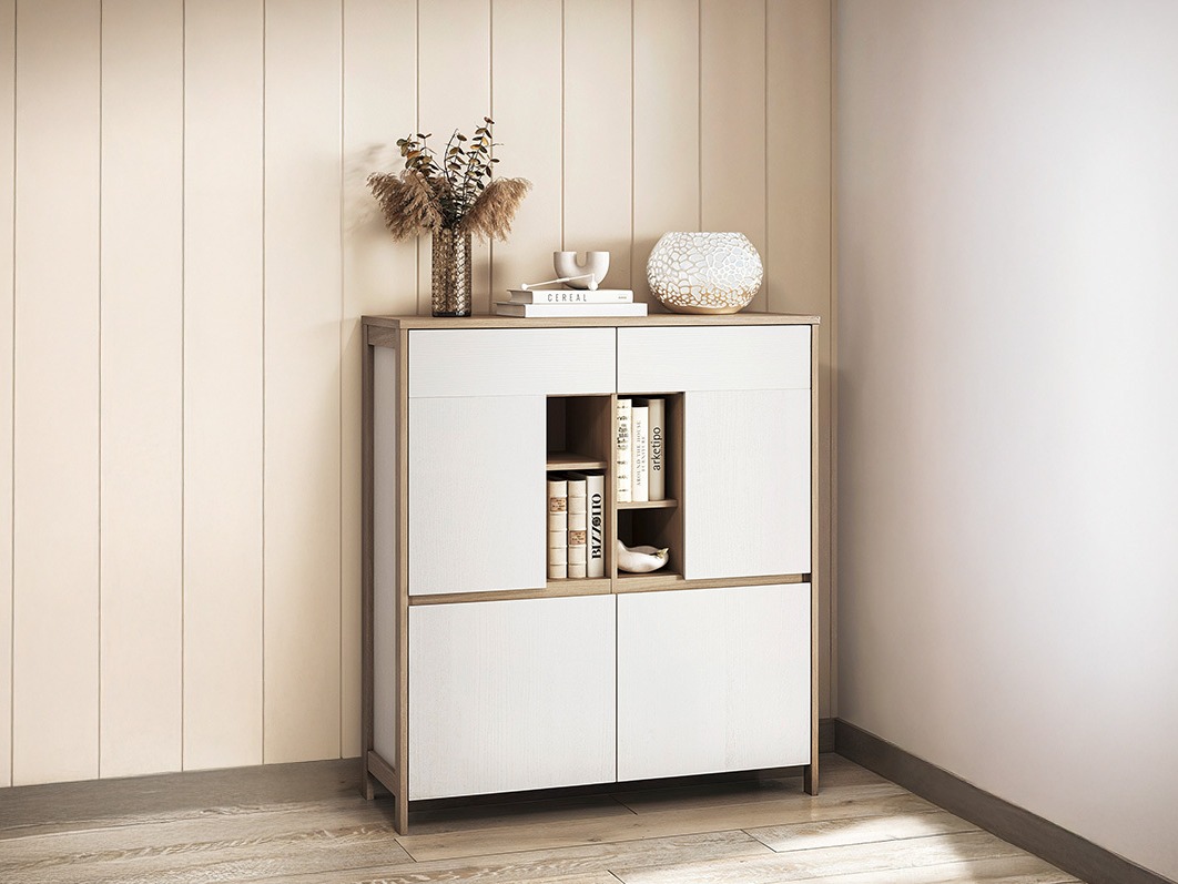 Buffet Fermaru 106 (Blanc + Chêne)