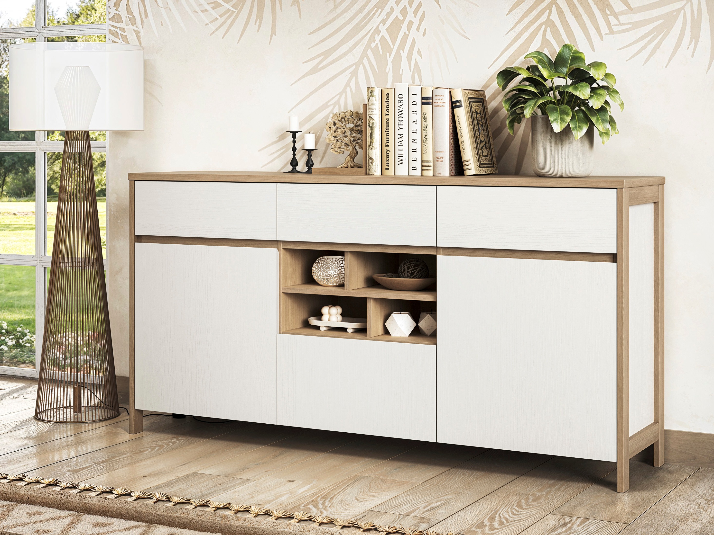Commode Fermaru 104 (Blanc + Chêne)