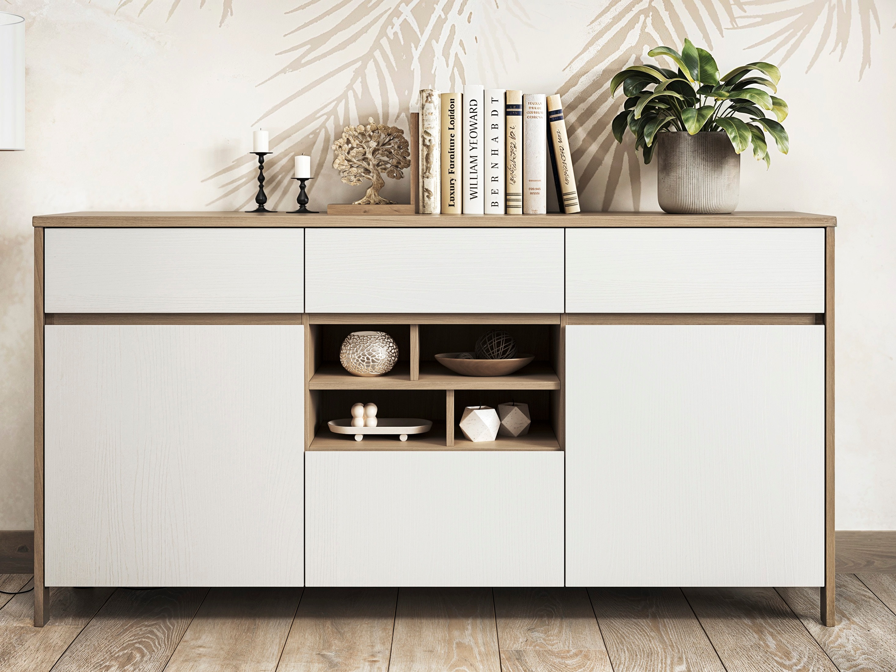 Commode Fermaru 104 (Blanc + Chêne)