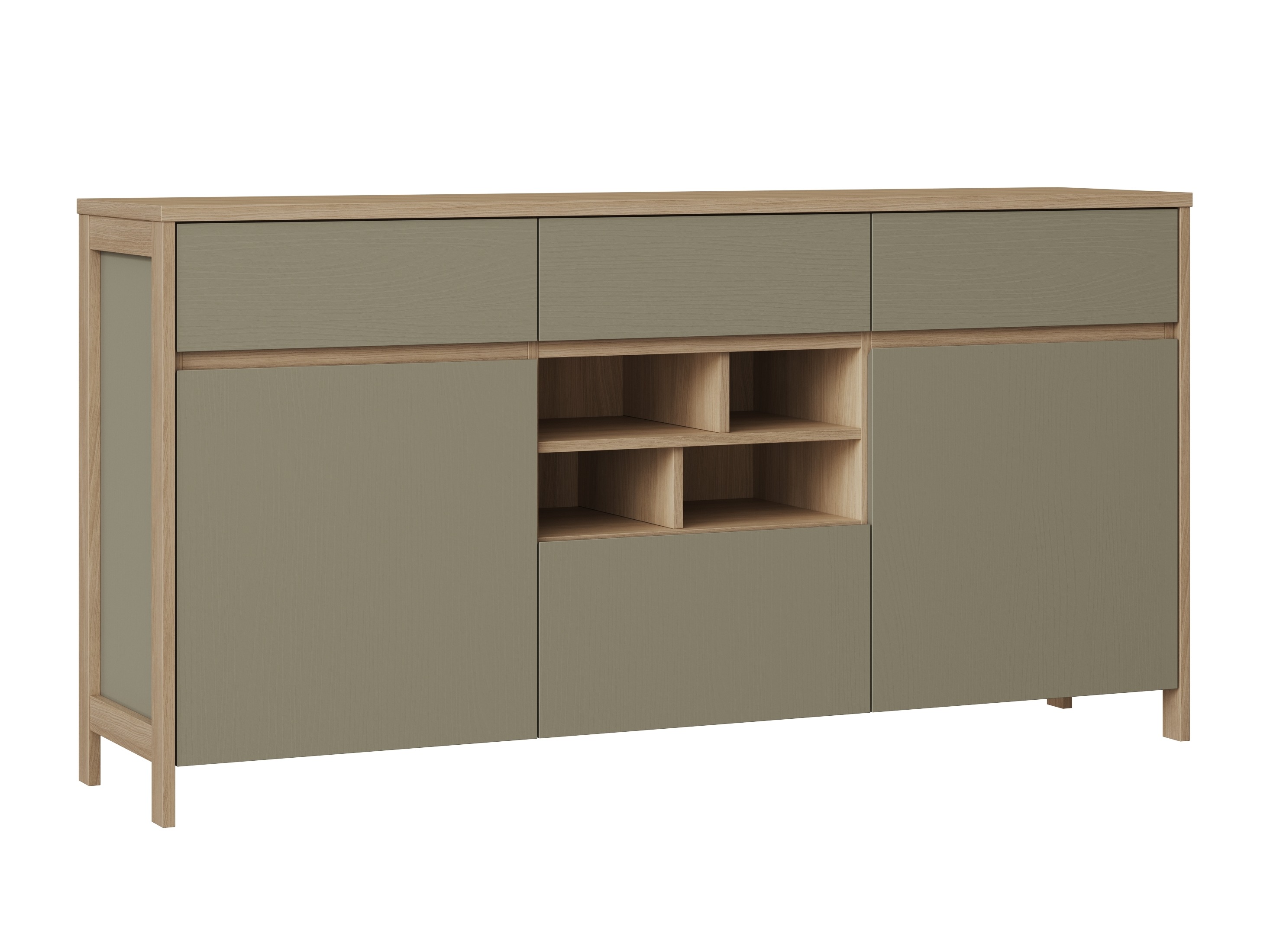 Commode Fermaru 104 (Vert poussiéreux + Chêne)