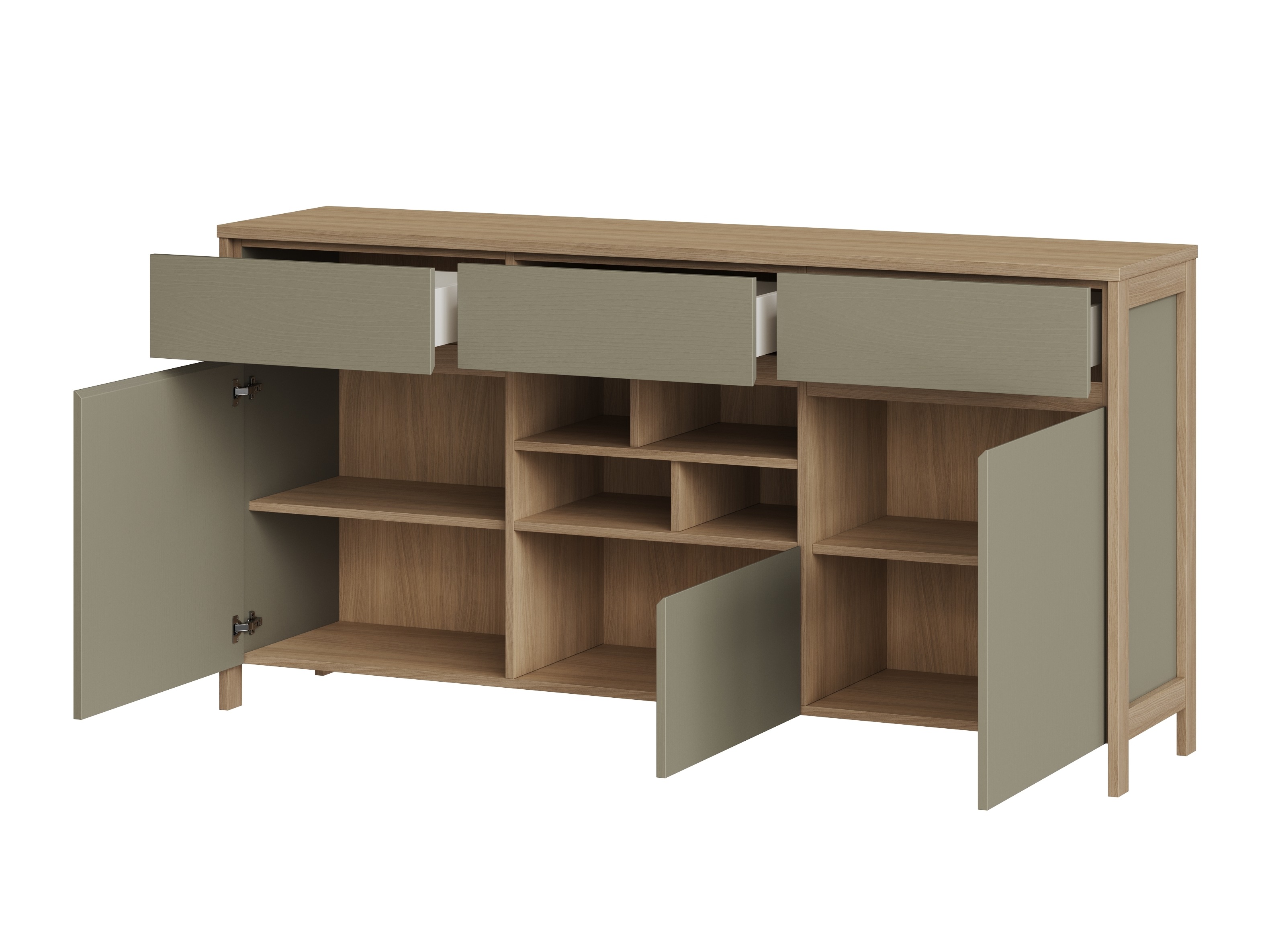 Commode Fermaru 104 (Vert poussiéreux + Chêne)