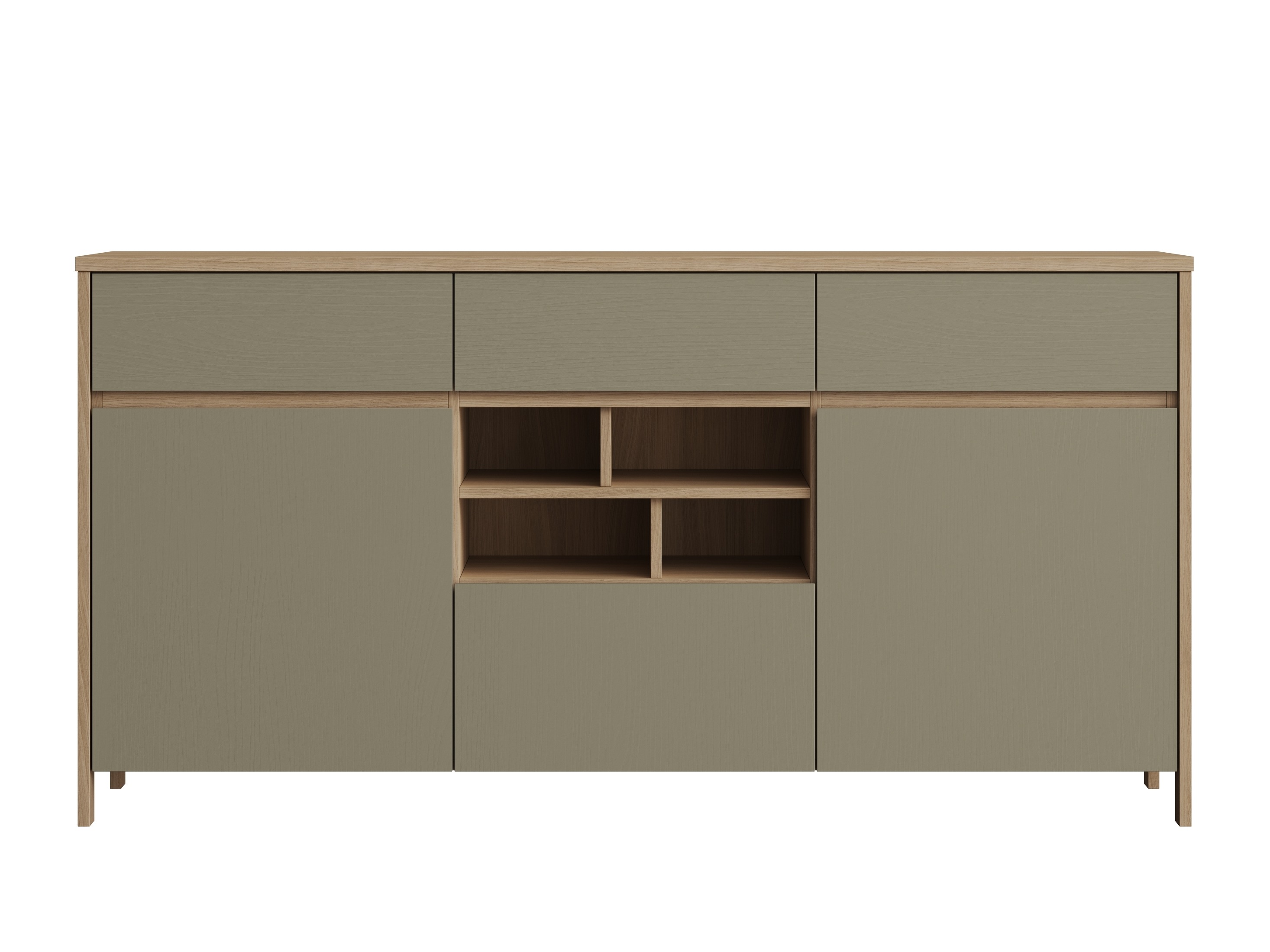 Commode Fermaru 104 (Vert poussiéreux + Chêne)