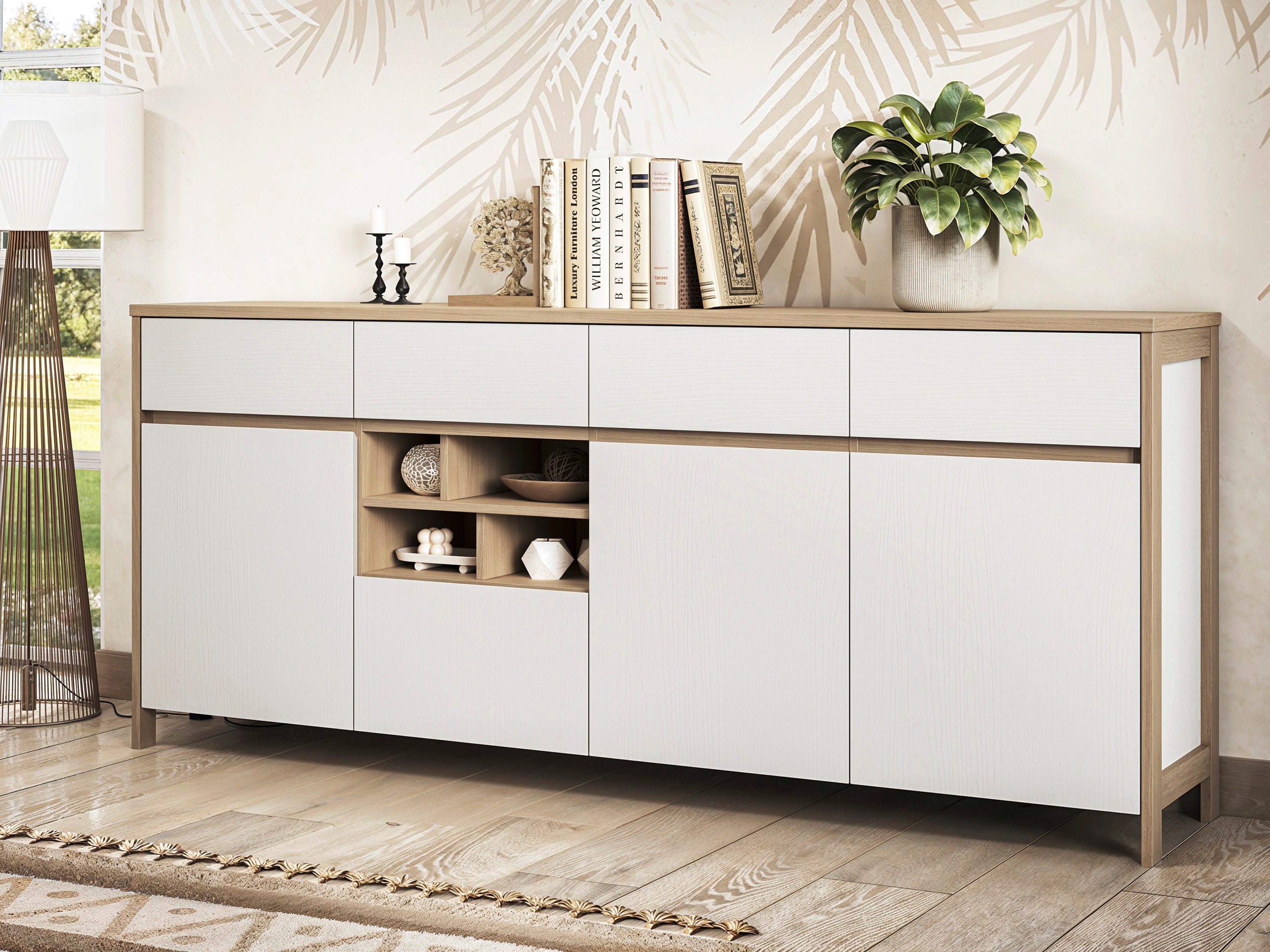 Commode Fermaru 105 (Blanc + Chêne)